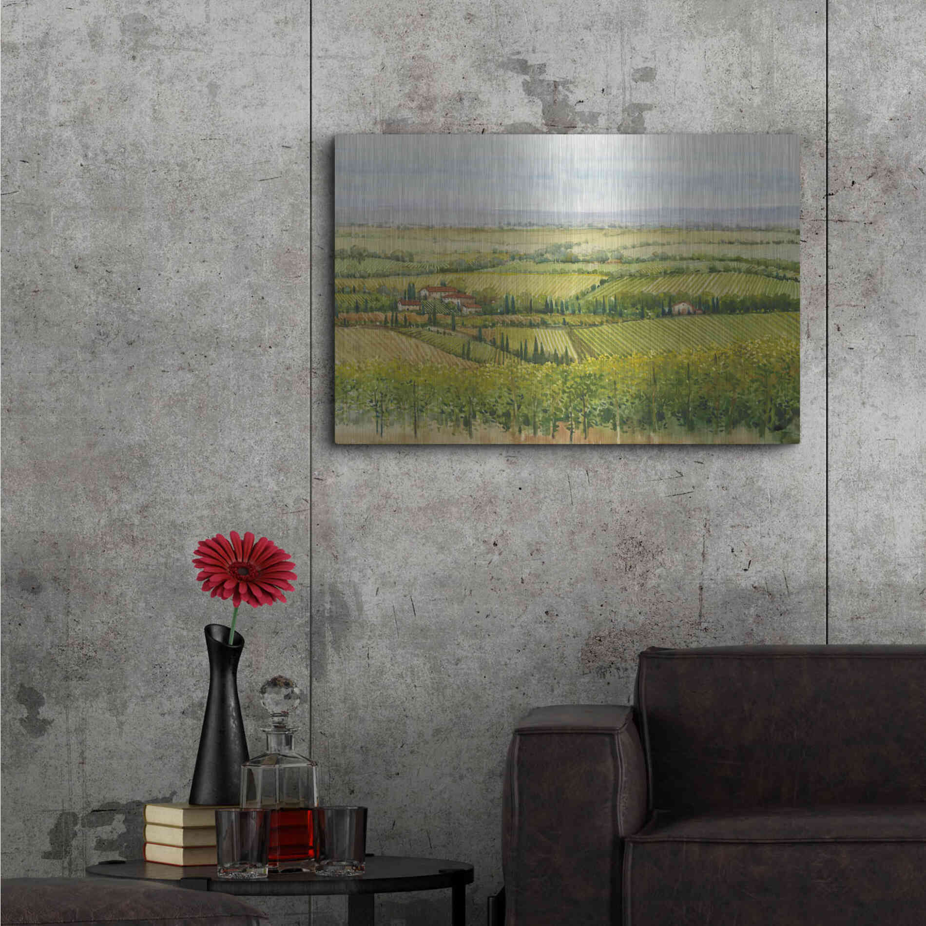 Luxe Metal Art 'Wine Country View I' by Tim O'Toole, Metal Wall Art,36x24