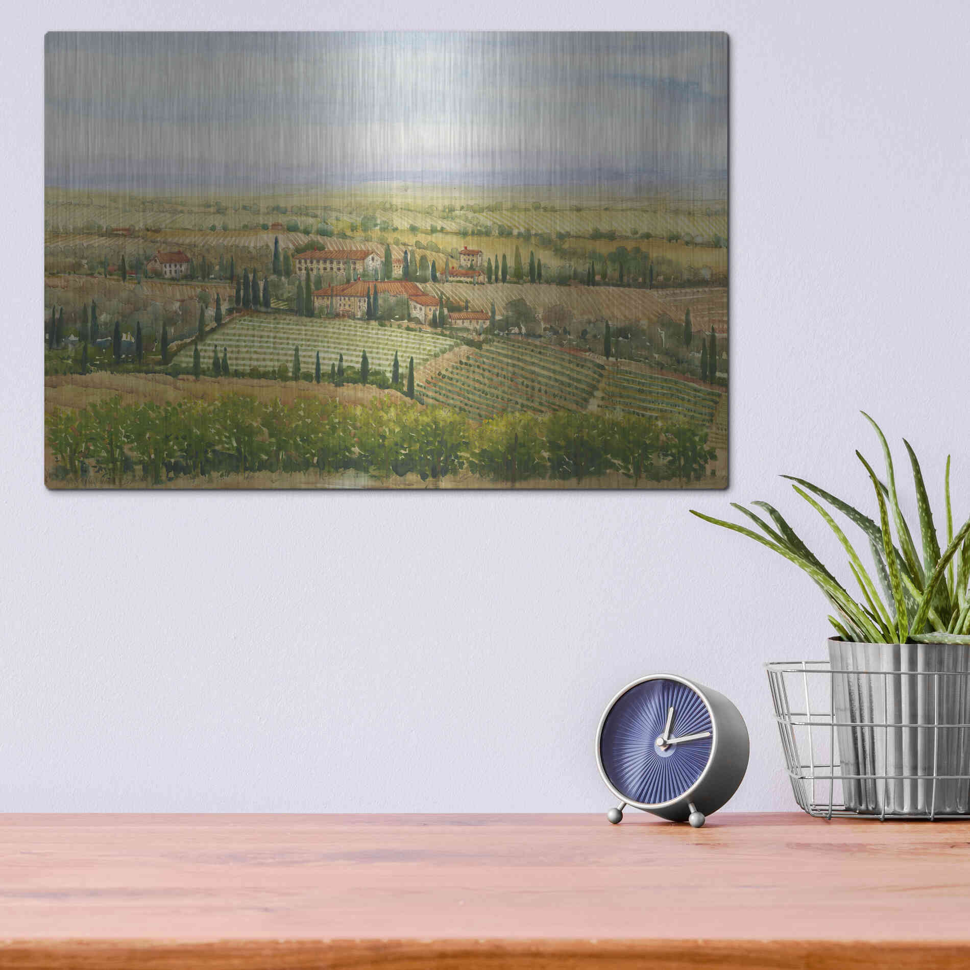 Luxe Metal Art 'Wine Country View II' by Tim O'Toole, Metal Wall Art,16x12