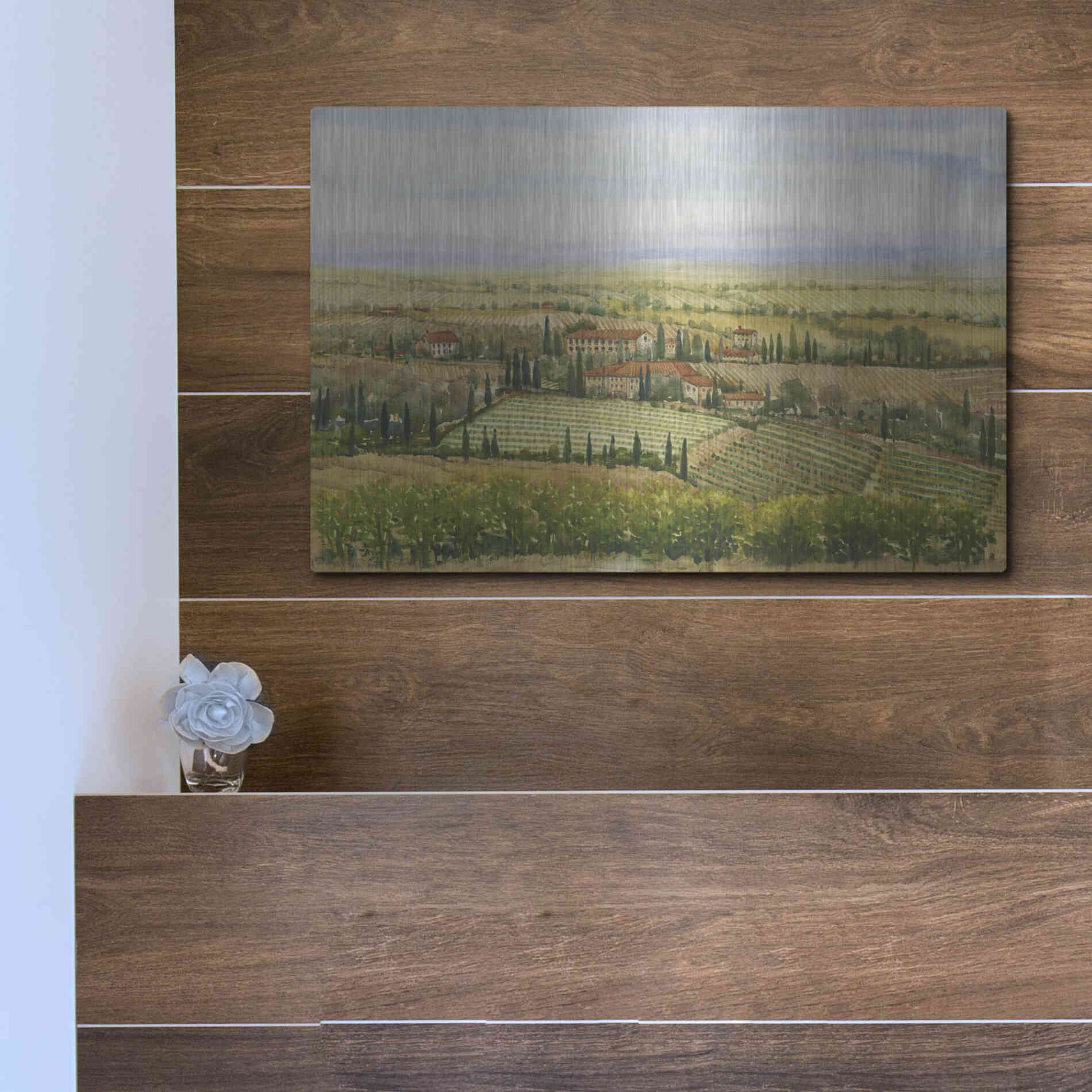 Luxe Metal Art 'Wine Country View II' by Tim O'Toole, Metal Wall Art,16x12