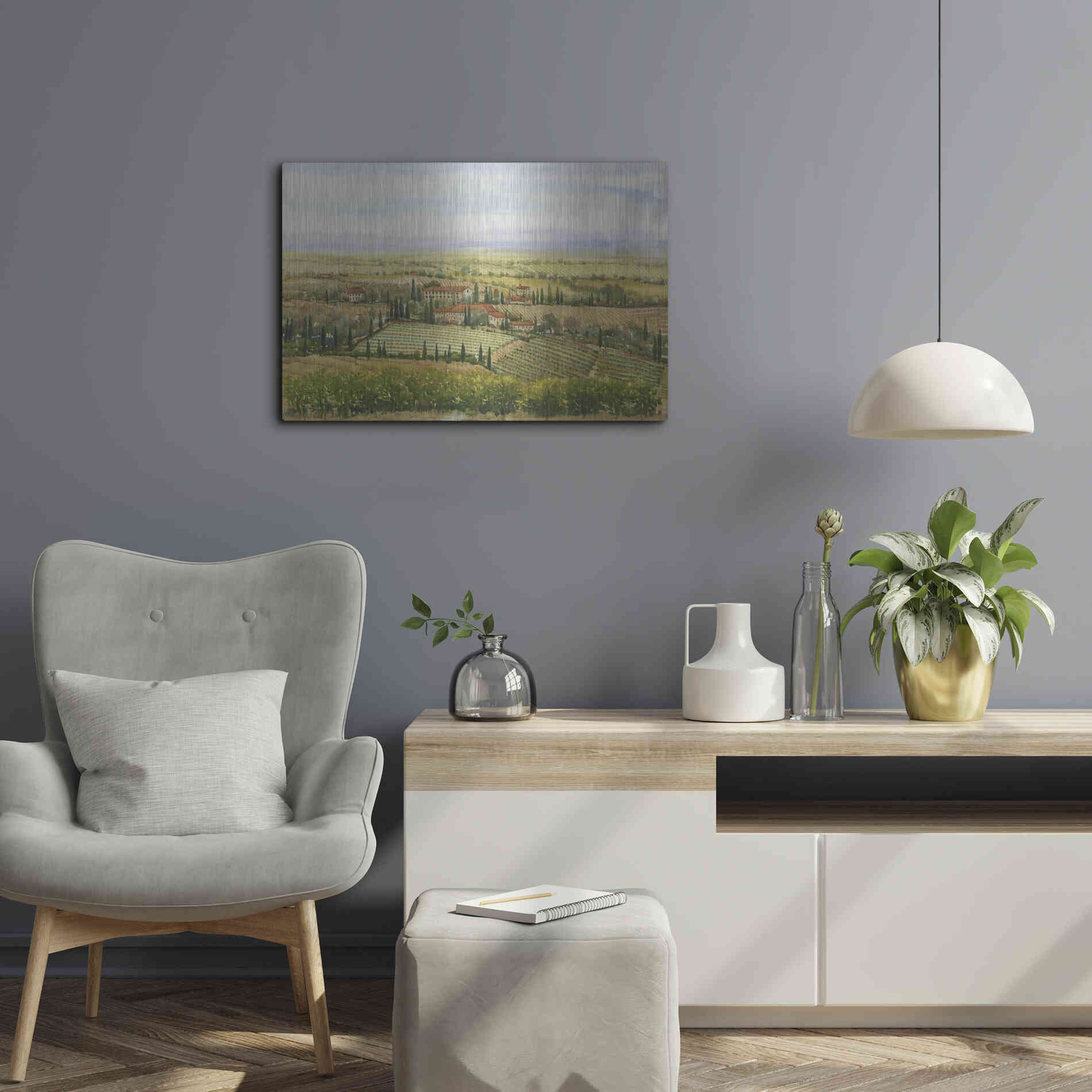 Luxe Metal Art 'Wine Country View II' by Tim O'Toole, Metal Wall Art,24x16