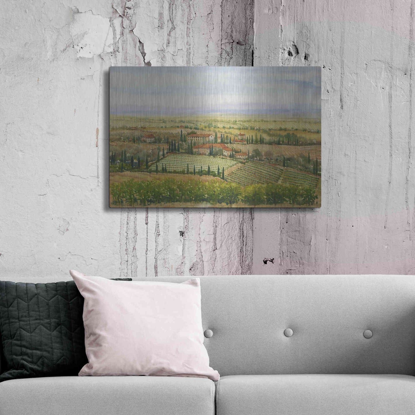 Luxe Metal Art 'Wine Country View II' by Tim O'Toole, Metal Wall Art,36x24