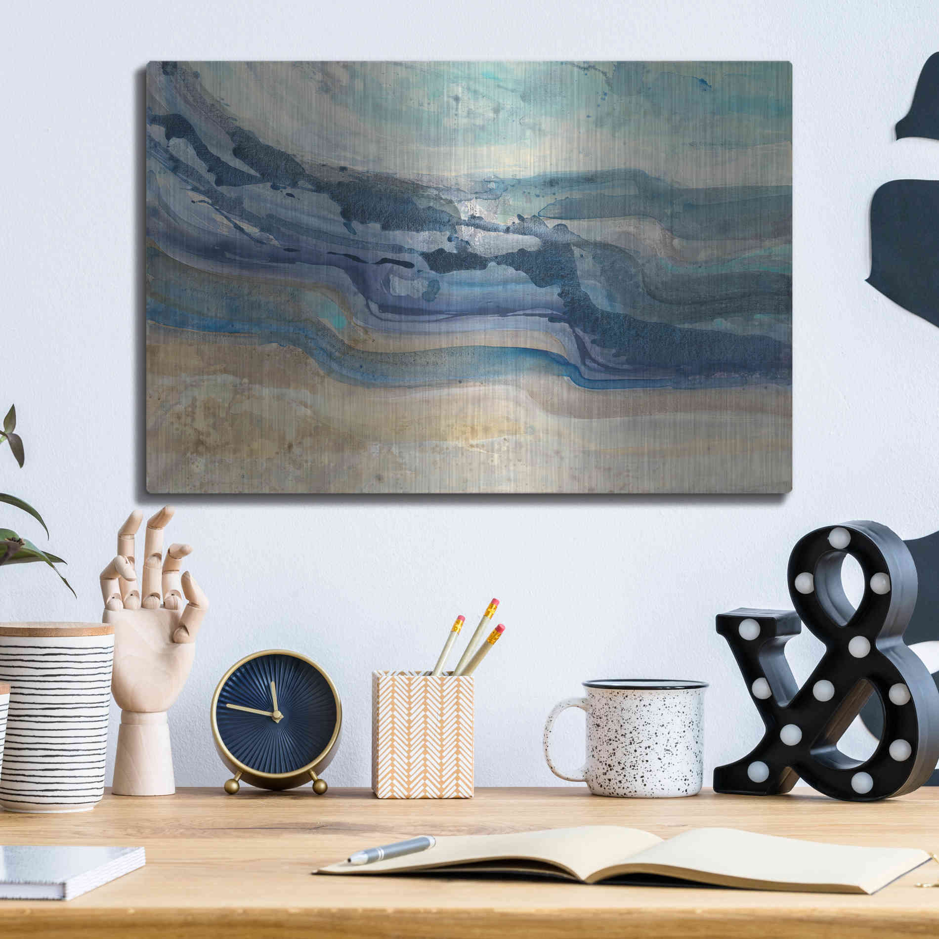 Luxe Metal Art 'Currents' by Albena Hristova, Metal Wall Art,16x12