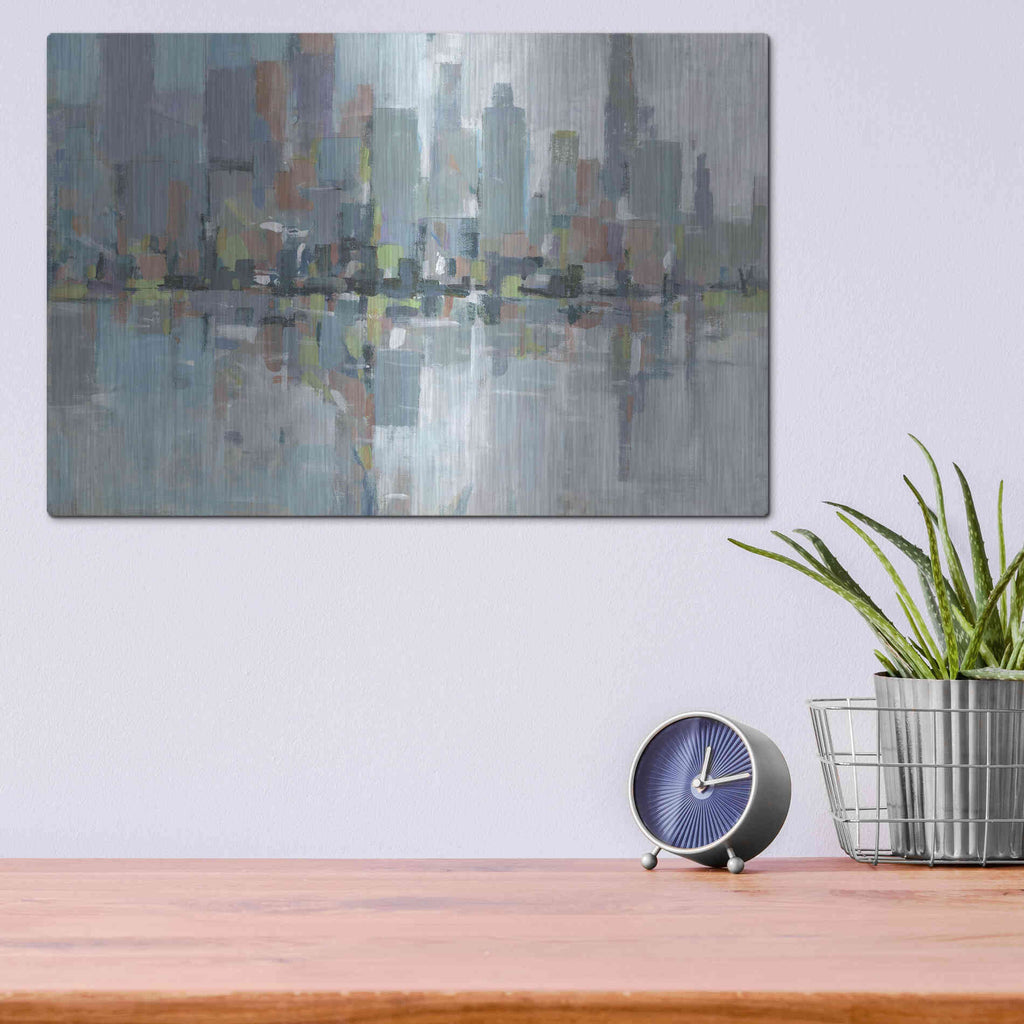 Luxe Metal Art 'Metro II' by Tim O'Toole, Metal Wall Art,16x12