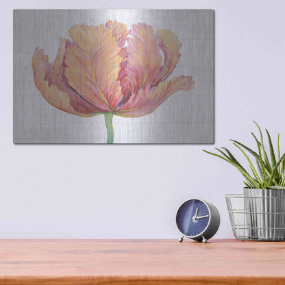 Luxe Metal Art 'Single Pink Bloom I' by Tim O'Toole, Metal Wall Art,16x12