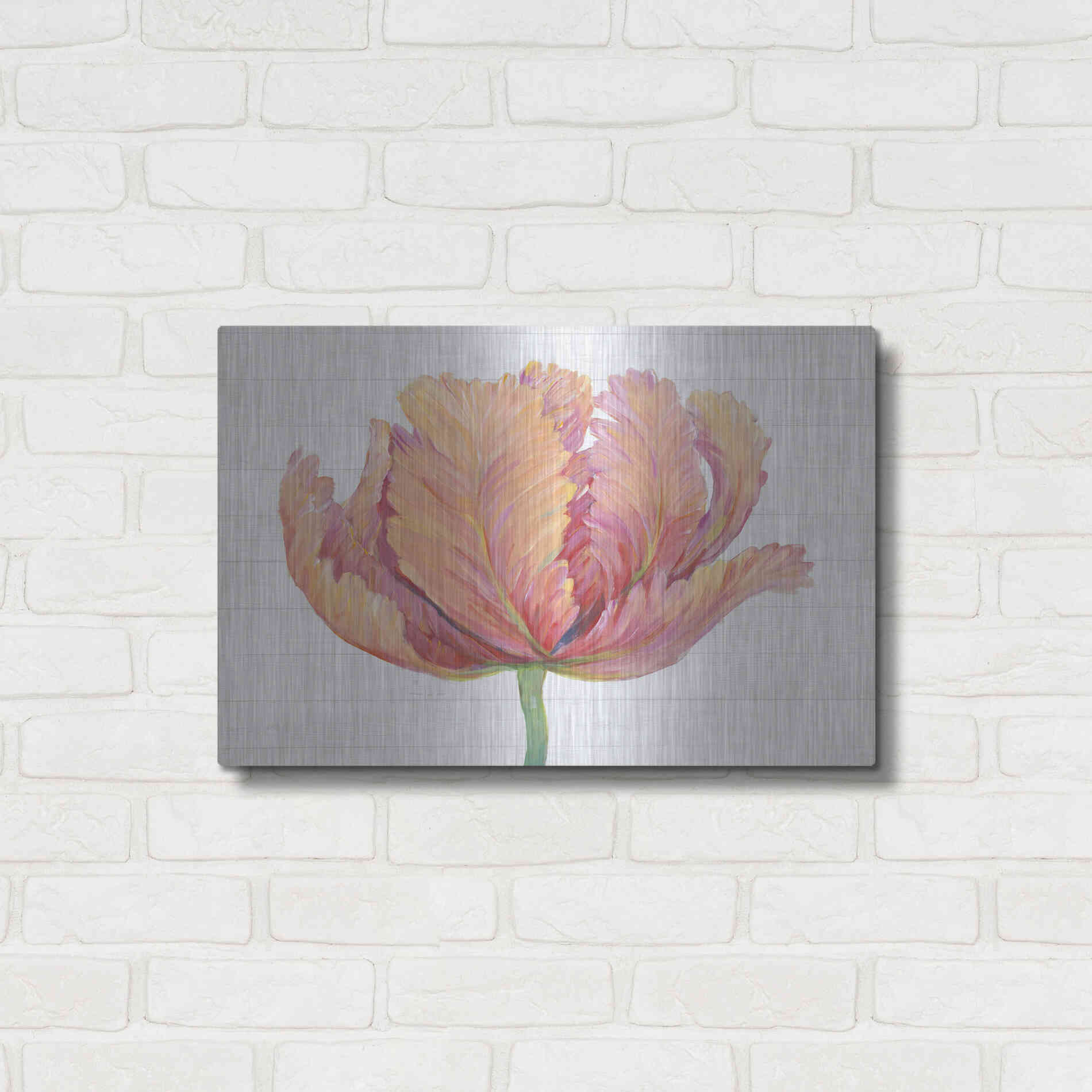 Luxe Metal Art 'Single Pink Bloom I' by Tim O'Toole, Metal Wall Art,24x16