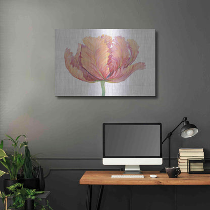 Luxe Metal Art 'Single Pink Bloom I' by Tim O'Toole, Metal Wall Art,36x24