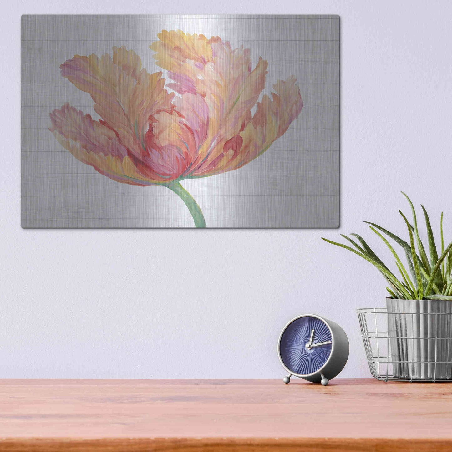 Luxe Metal Art 'Single Pink Bloom II' by Tim O'Toole, Metal Wall Art,16x12