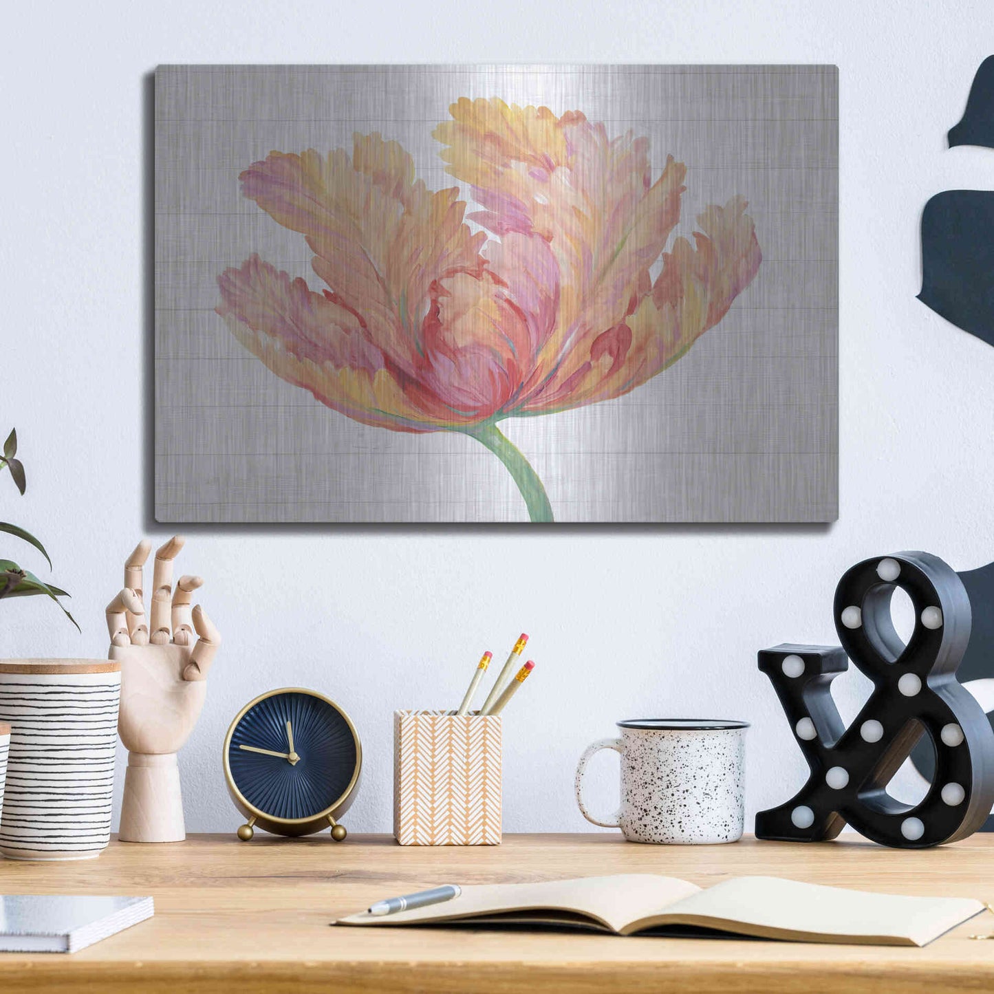 Luxe Metal Art 'Single Pink Bloom II' by Tim O'Toole, Metal Wall Art,16x12