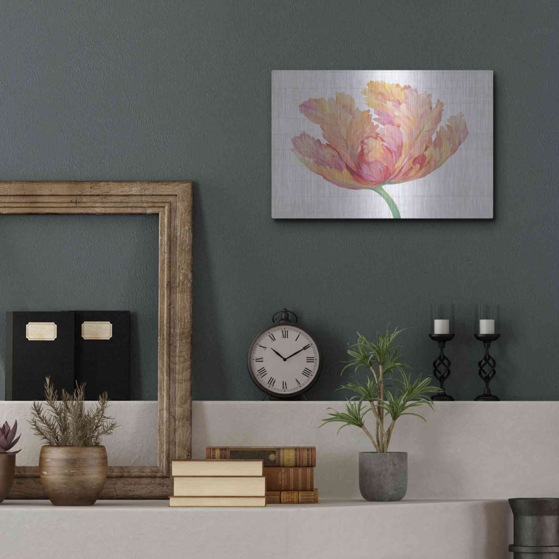 Luxe Metal Art 'Single Pink Bloom II' by Tim O'Toole, Metal Wall Art,16x12