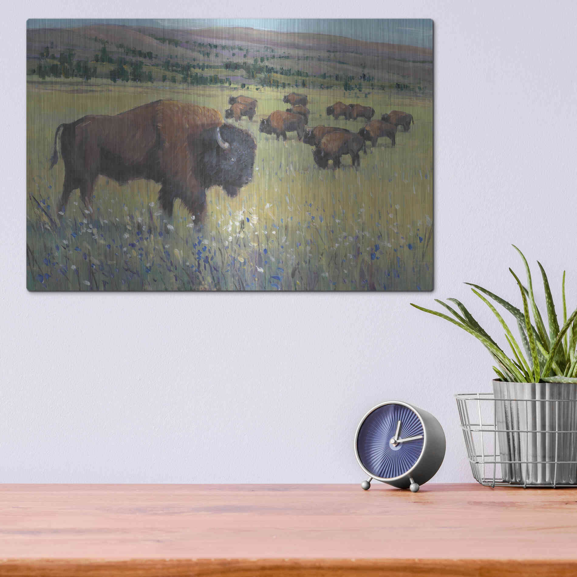 Luxe Metal Art 'Animals of the West I' by Tim O'Toole, Metal Wall Art,16x12