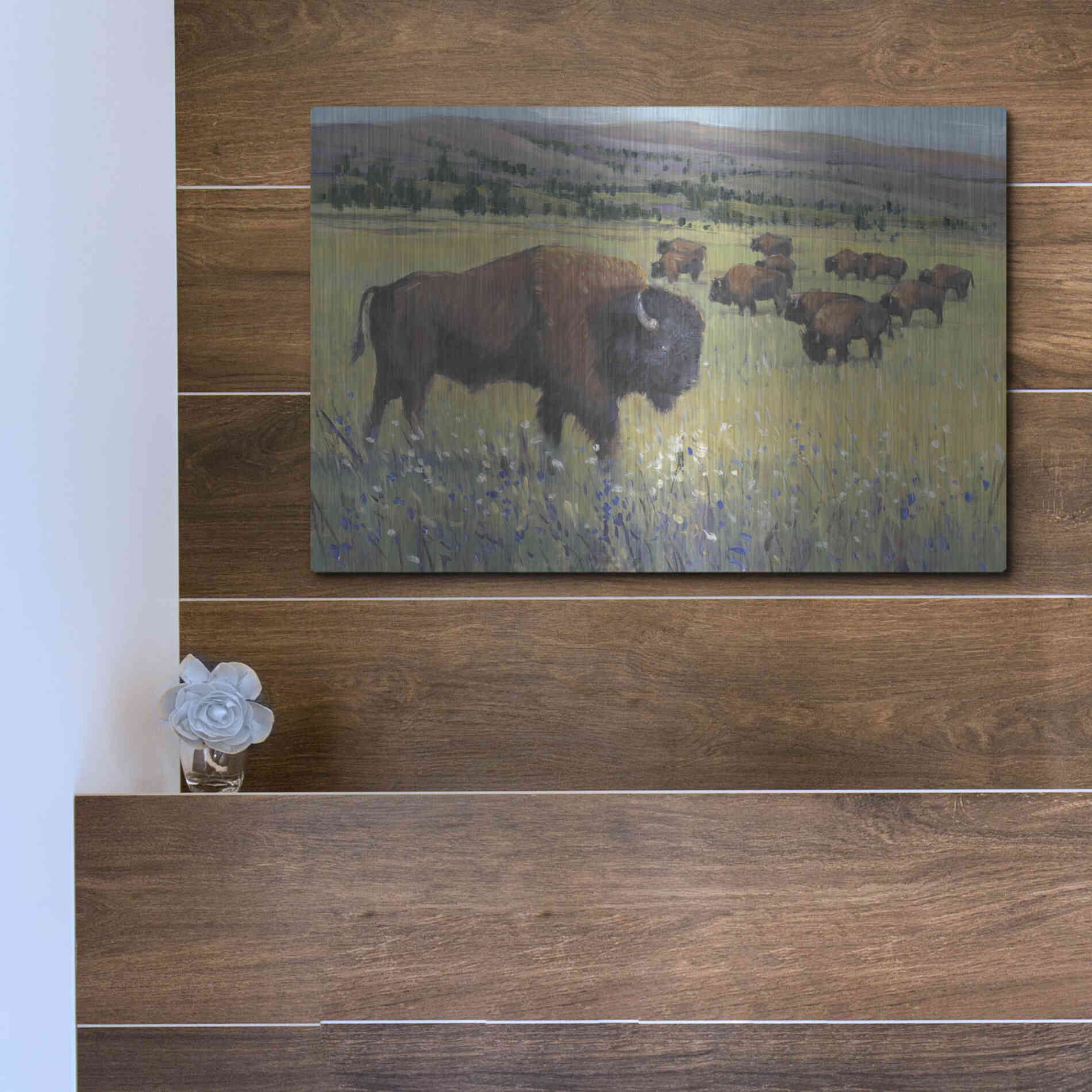 Luxe Metal Art 'Animals of the West I' by Tim O'Toole, Metal Wall Art,16x12