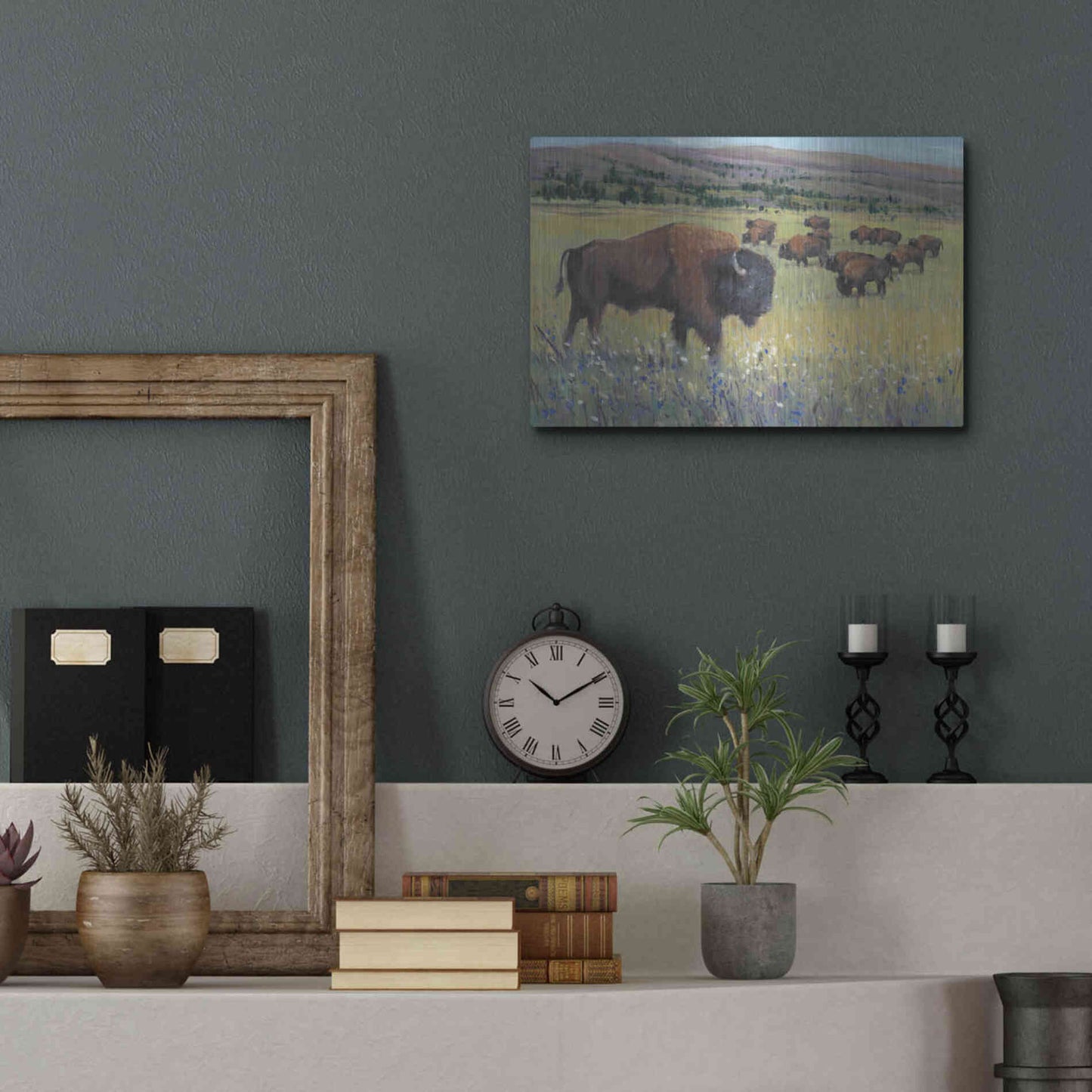 Luxe Metal Art 'Animals of the West I' by Tim O'Toole, Metal Wall Art,16x12