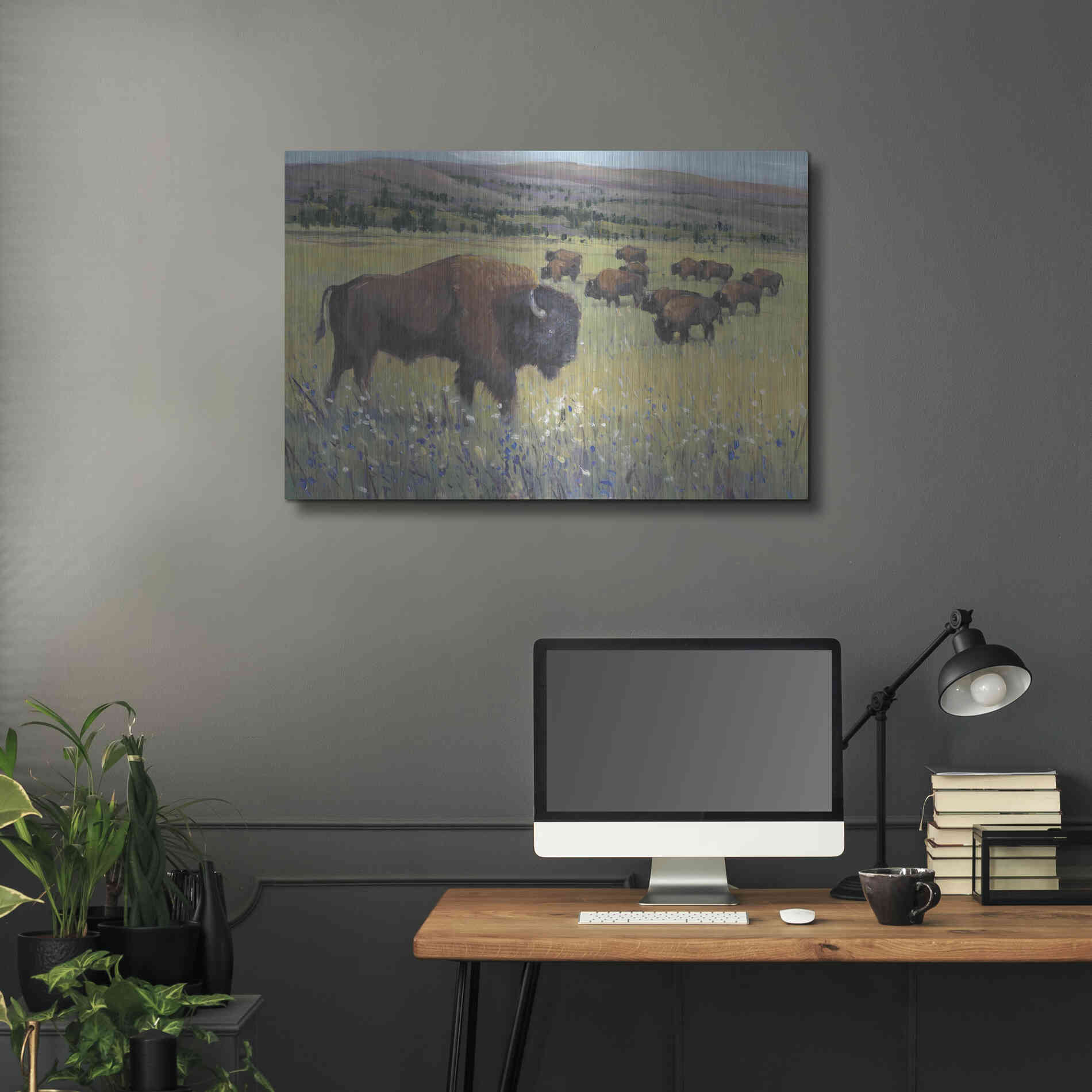 Luxe Metal Art 'Animals of the West I' by Tim O'Toole, Metal Wall Art,36x24