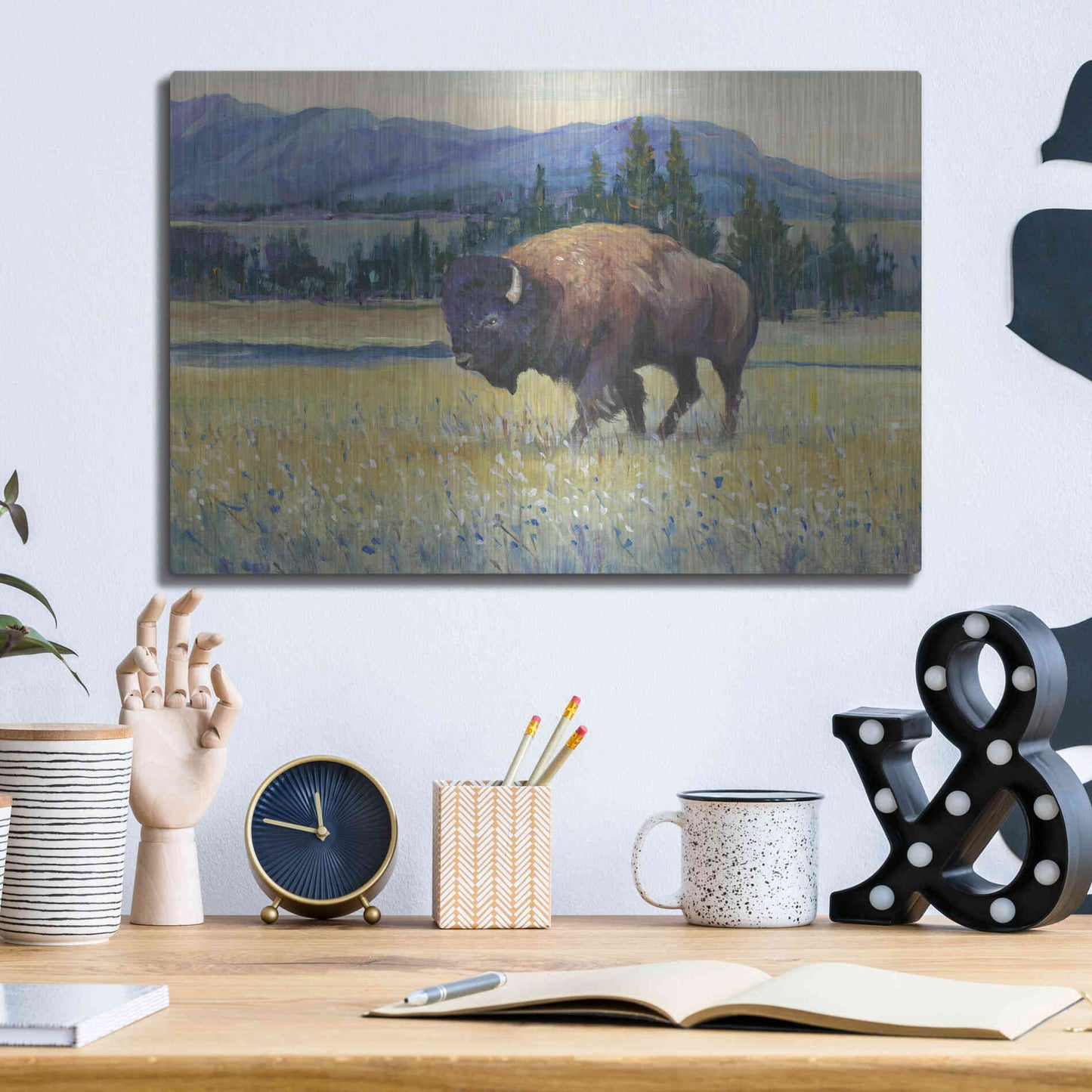 Luxe Metal Art 'Animals of the West II' by Tim O'Toole, Metal Wall Art,16x12