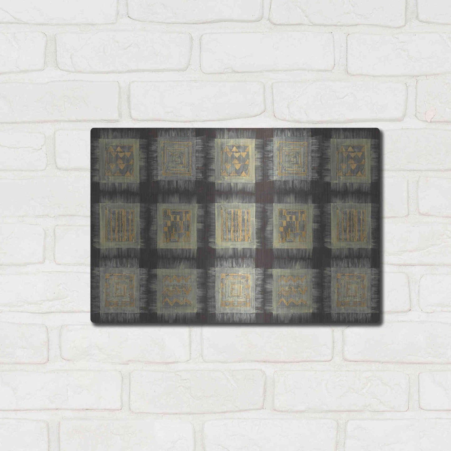 Luxe Metal Art 'Gold Tapestry VIII RUG' by Albena Hristova, Metal Wall Art,16x12