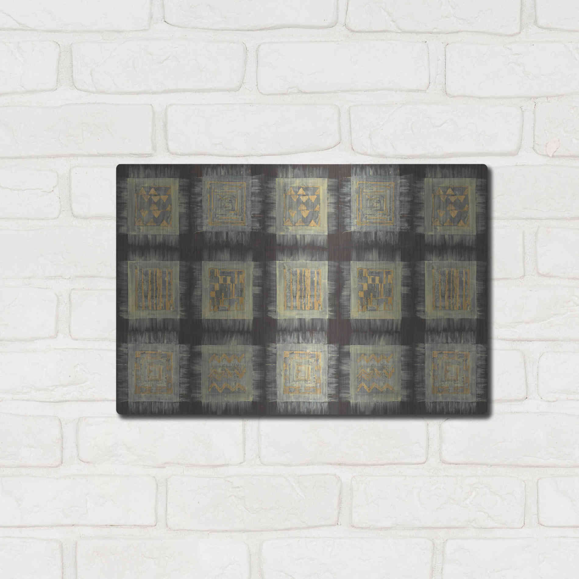 Luxe Metal Art 'Gold Tapestry VIII RUG' by Albena Hristova, Metal Wall Art,16x12
