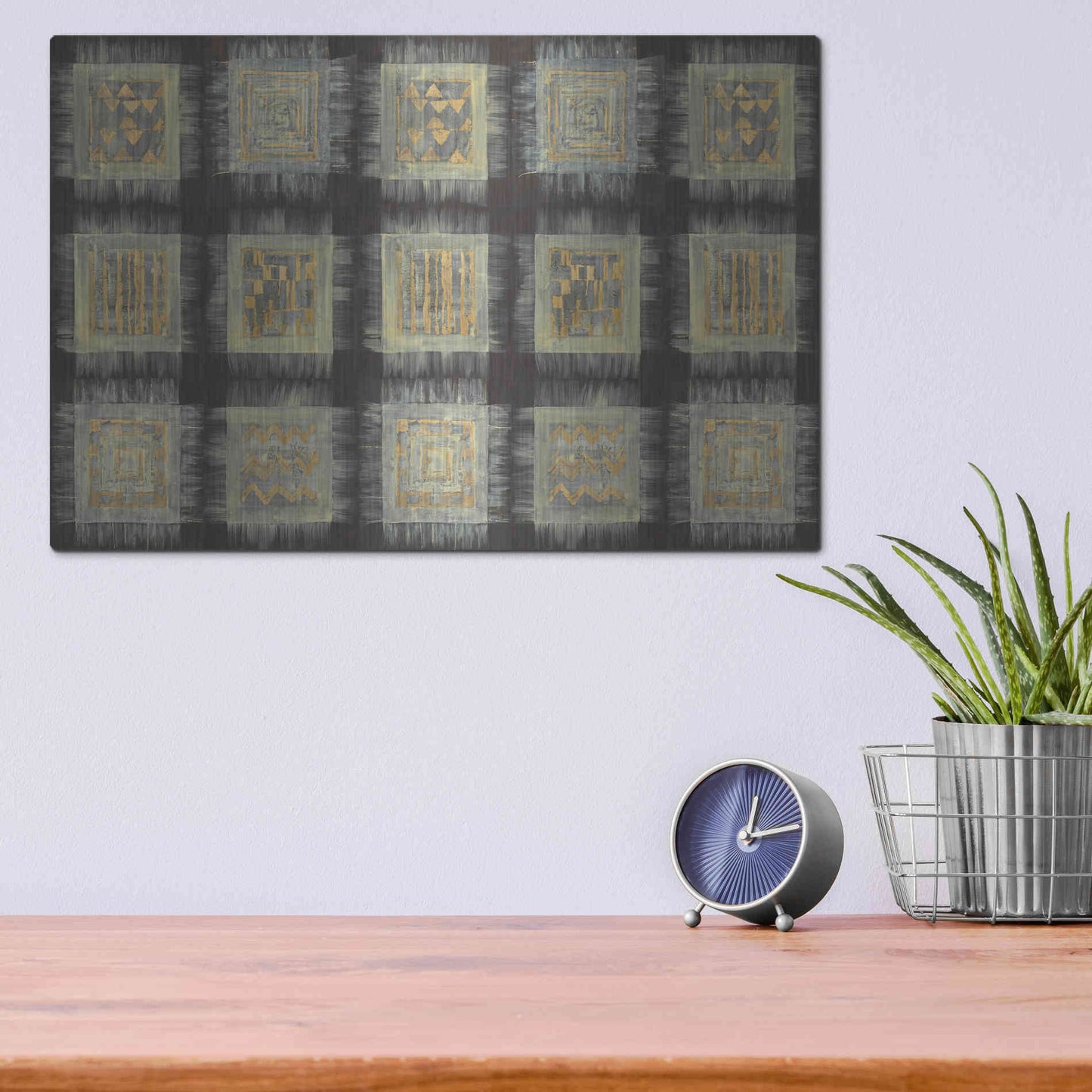 Luxe Metal Art 'Gold Tapestry VIII RUG' by Albena Hristova, Metal Wall Art,16x12