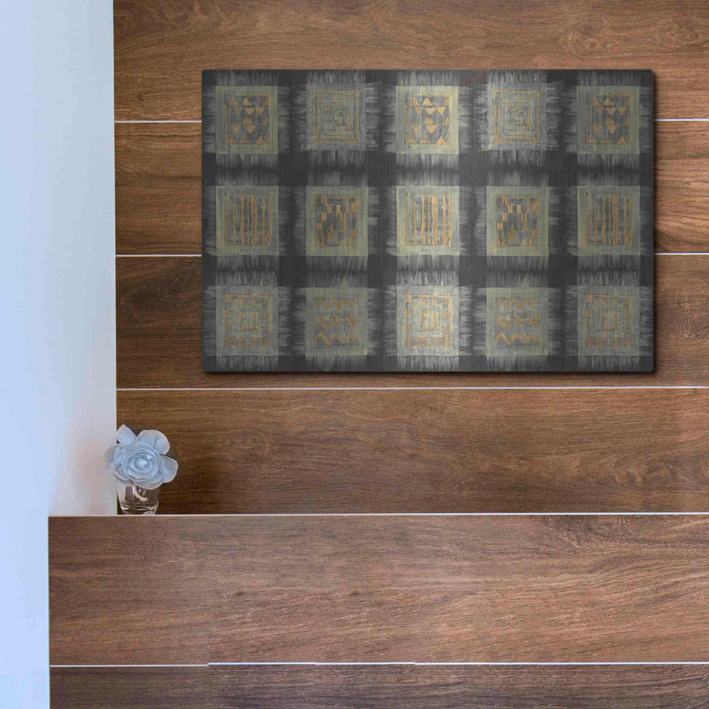 Luxe Metal Art 'Gold Tapestry VIII RUG' by Albena Hristova, Metal Wall Art,16x12