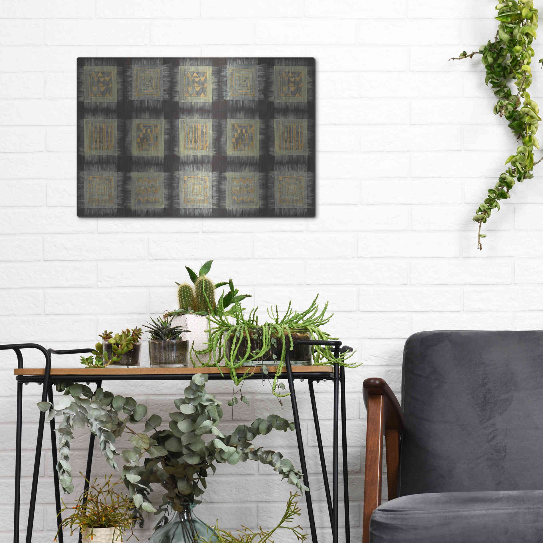Luxe Metal Art 'Gold Tapestry VIII RUG' by Albena Hristova, Metal Wall Art,16x12