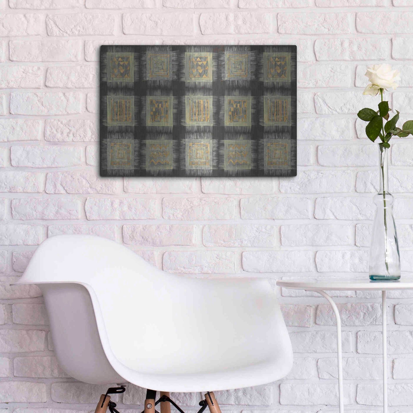 Luxe Metal Art 'Gold Tapestry VIII RUG' by Albena Hristova, Metal Wall Art,24x16