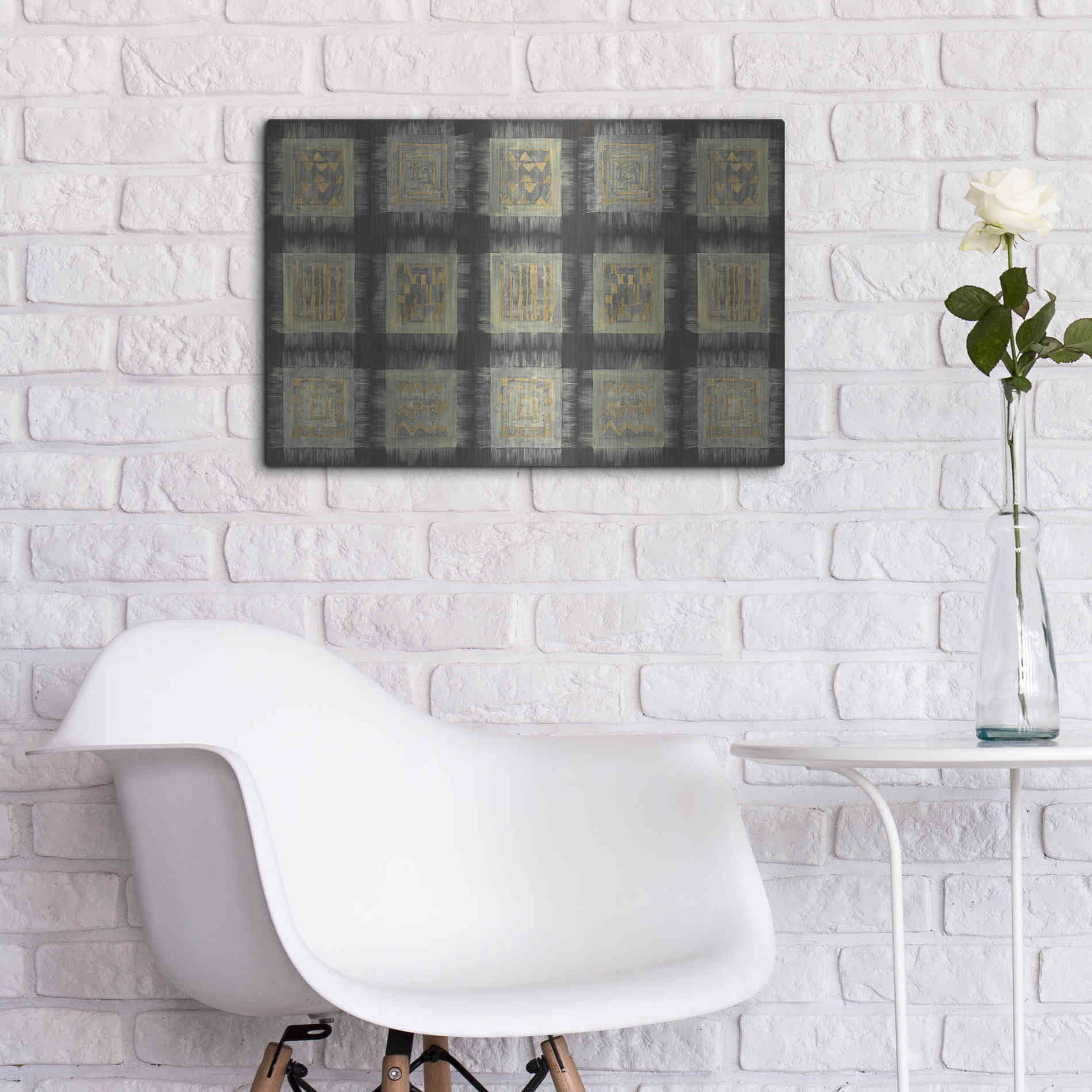 Luxe Metal Art 'Gold Tapestry VIII RUG' by Albena Hristova, Metal Wall Art,24x16