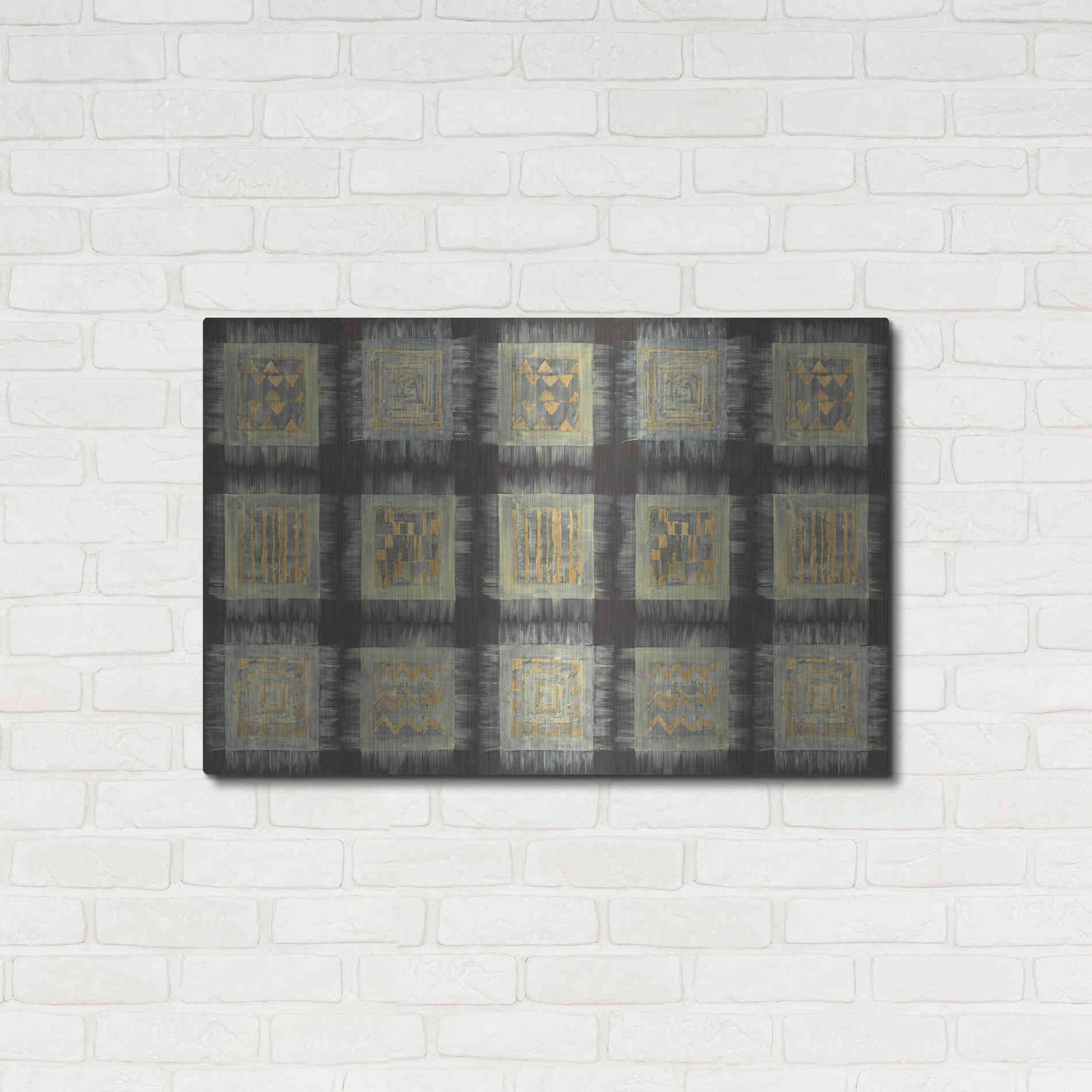 Luxe Metal Art 'Gold Tapestry VIII RUG' by Albena Hristova, Metal Wall Art,36x24