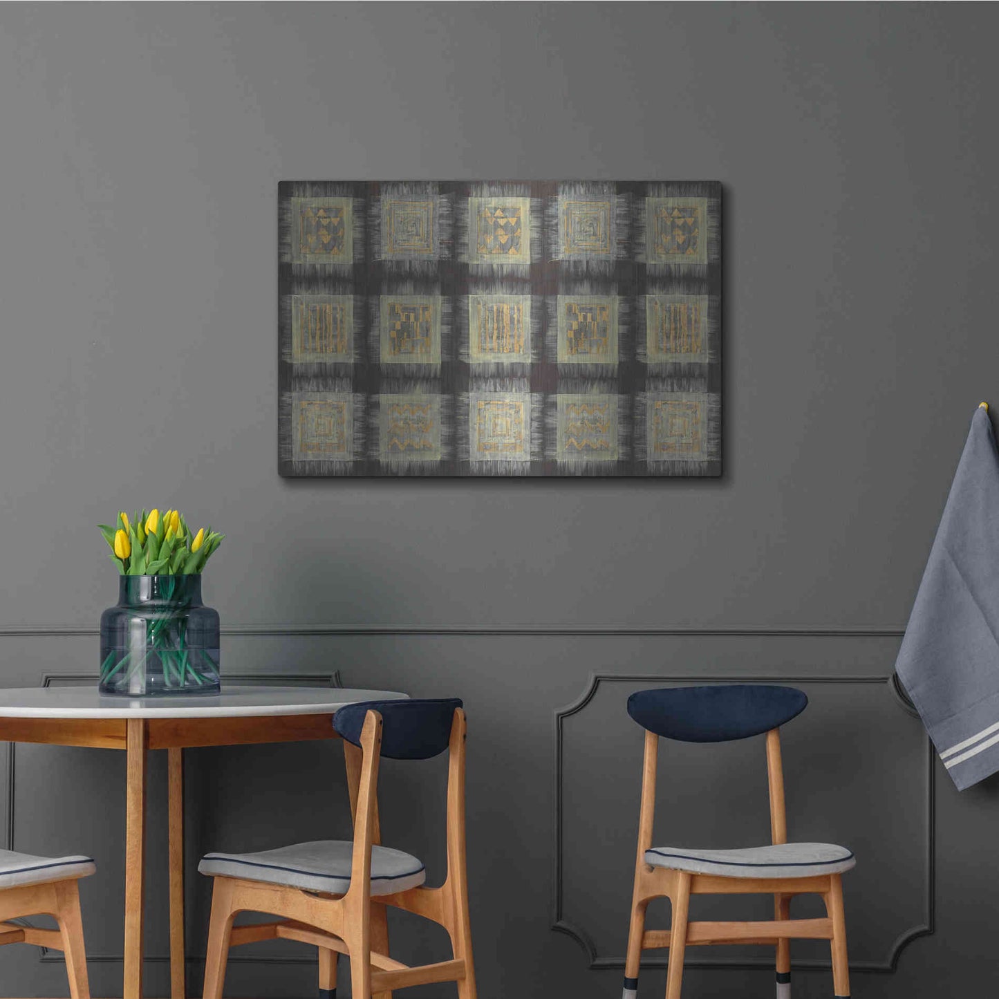 Luxe Metal Art 'Gold Tapestry VIII RUG' by Albena Hristova, Metal Wall Art,36x24