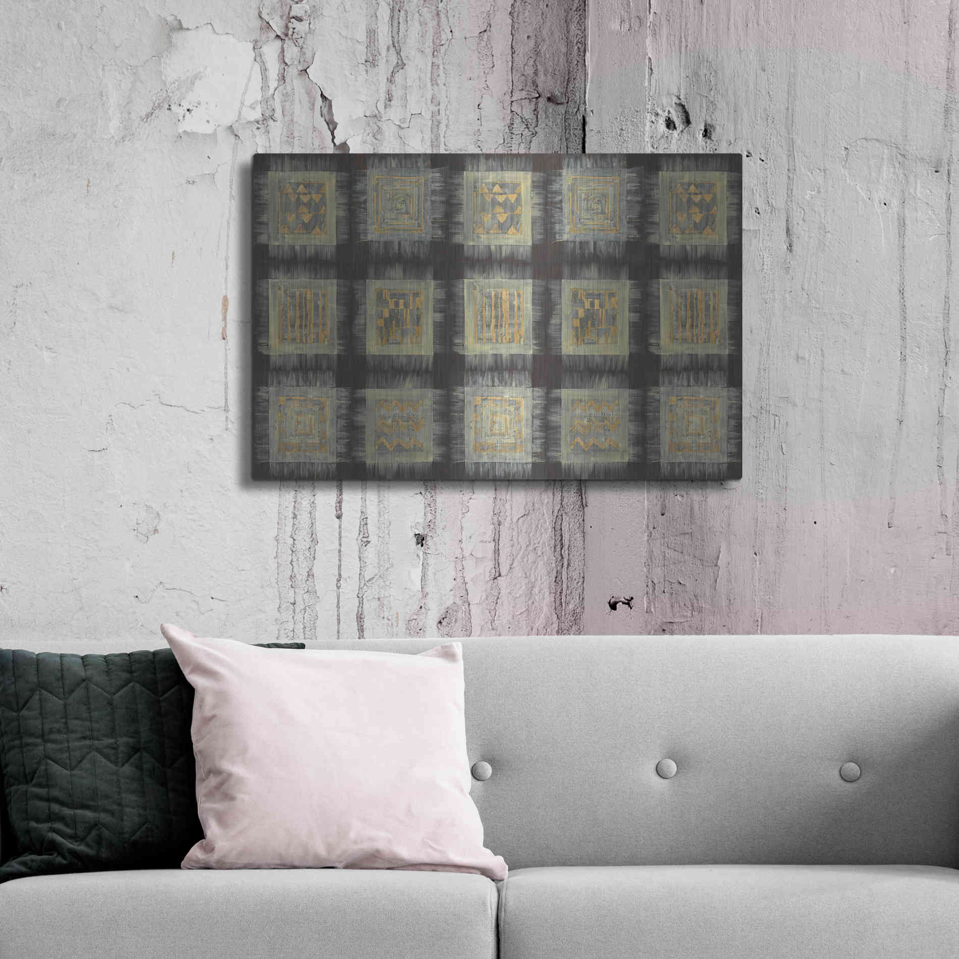 Luxe Metal Art 'Gold Tapestry VIII RUG' by Albena Hristova, Metal Wall Art,36x24