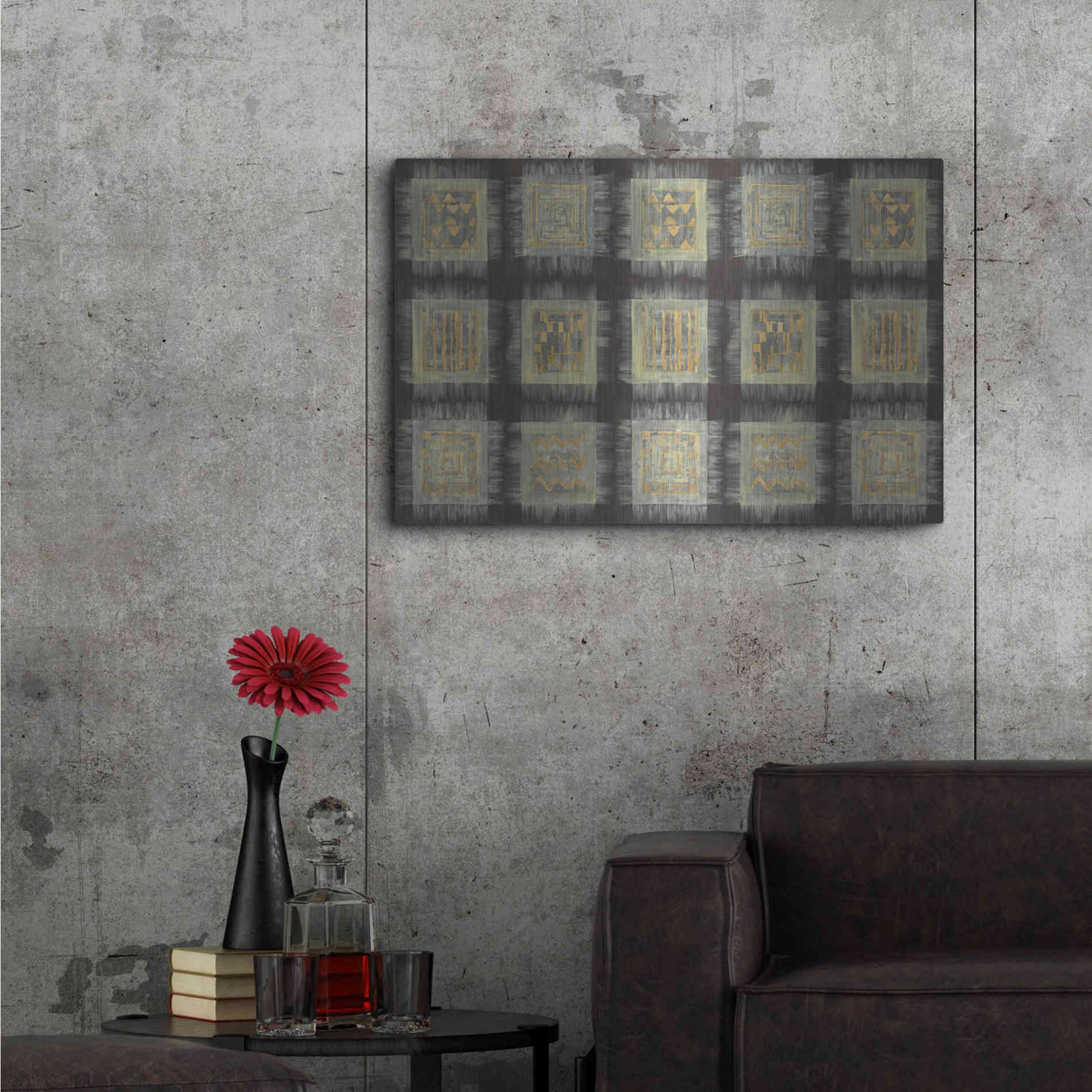 Luxe Metal Art 'Gold Tapestry VIII RUG' by Albena Hristova, Metal Wall Art,36x24