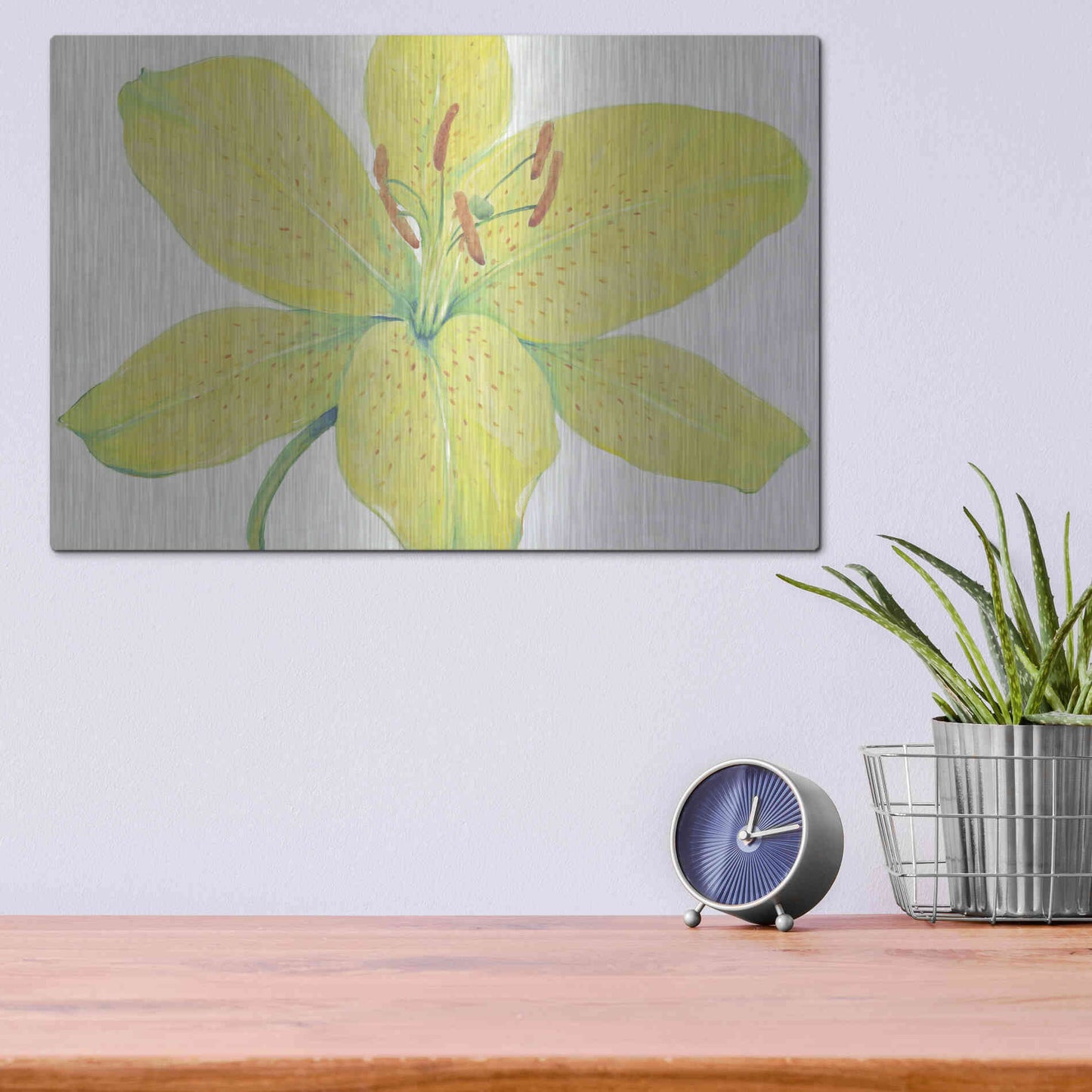 Luxe Metal Art 'Citron Tiger Lily I' by Tim O'Toole, Metal Wall Art,16x12