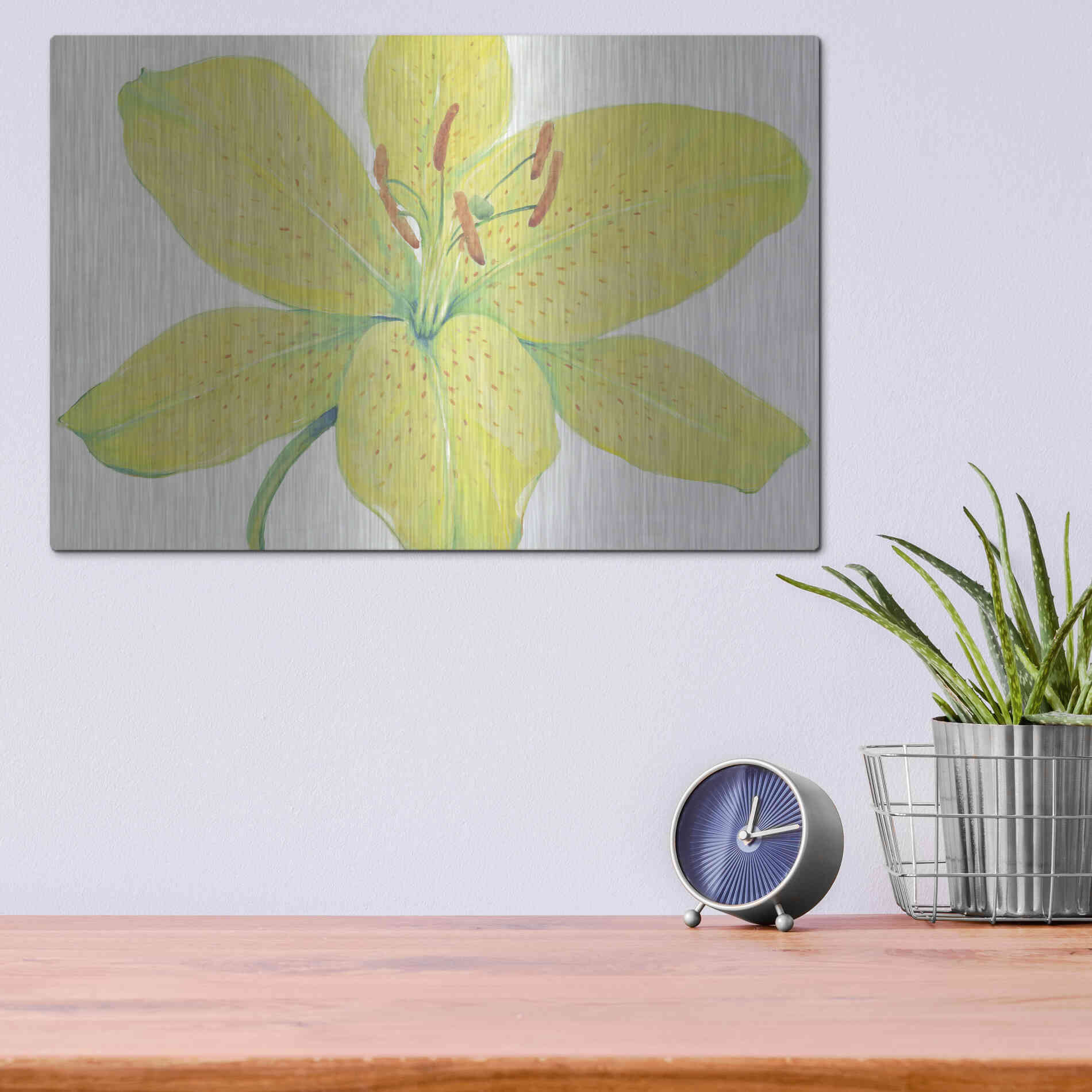 Luxe Metal Art 'Citron Tiger Lily I' by Tim O'Toole, Metal Wall Art,16x12