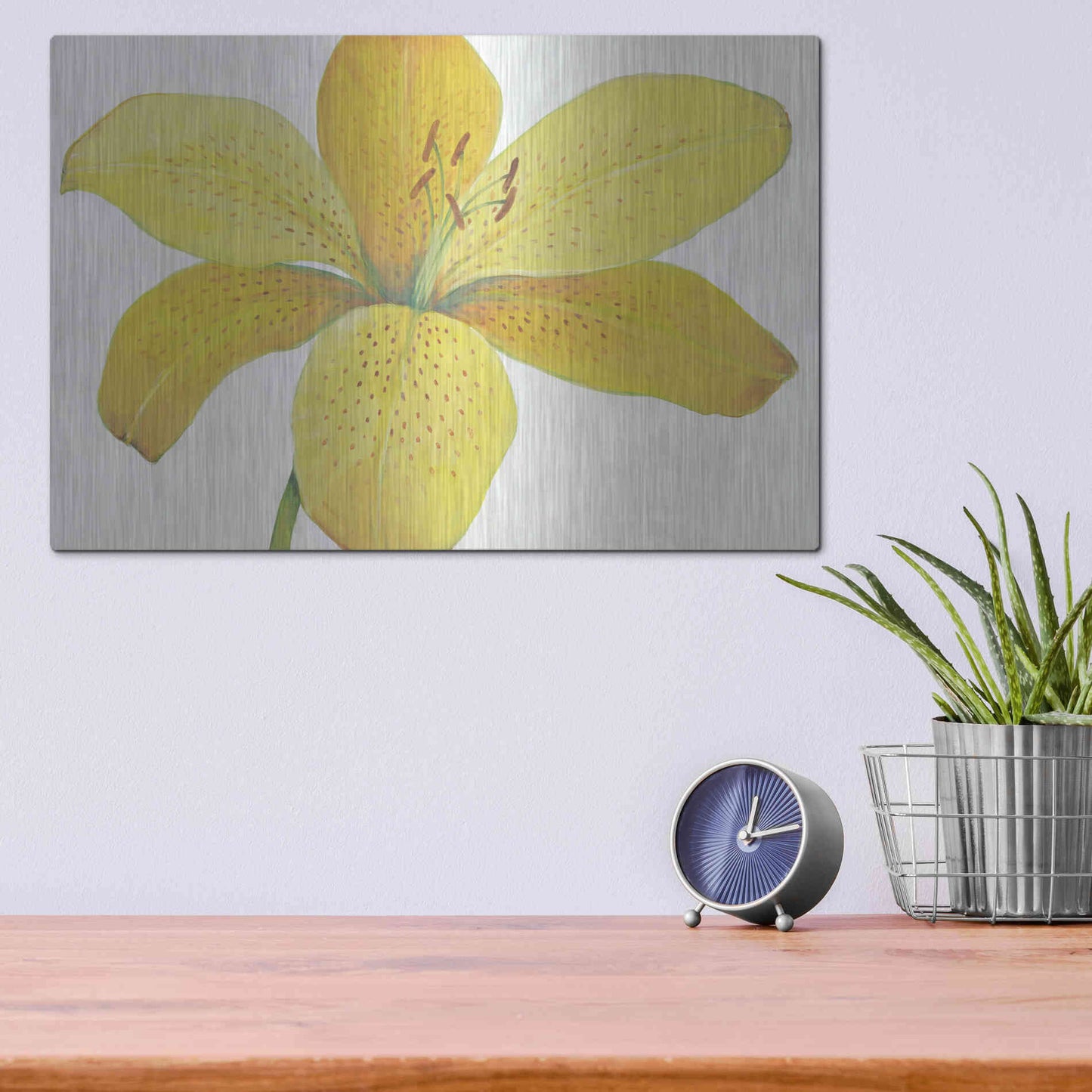 Luxe Metal Art 'Citron Tiger Lily II' by Tim O'Toole, Metal Wall Art,16x12