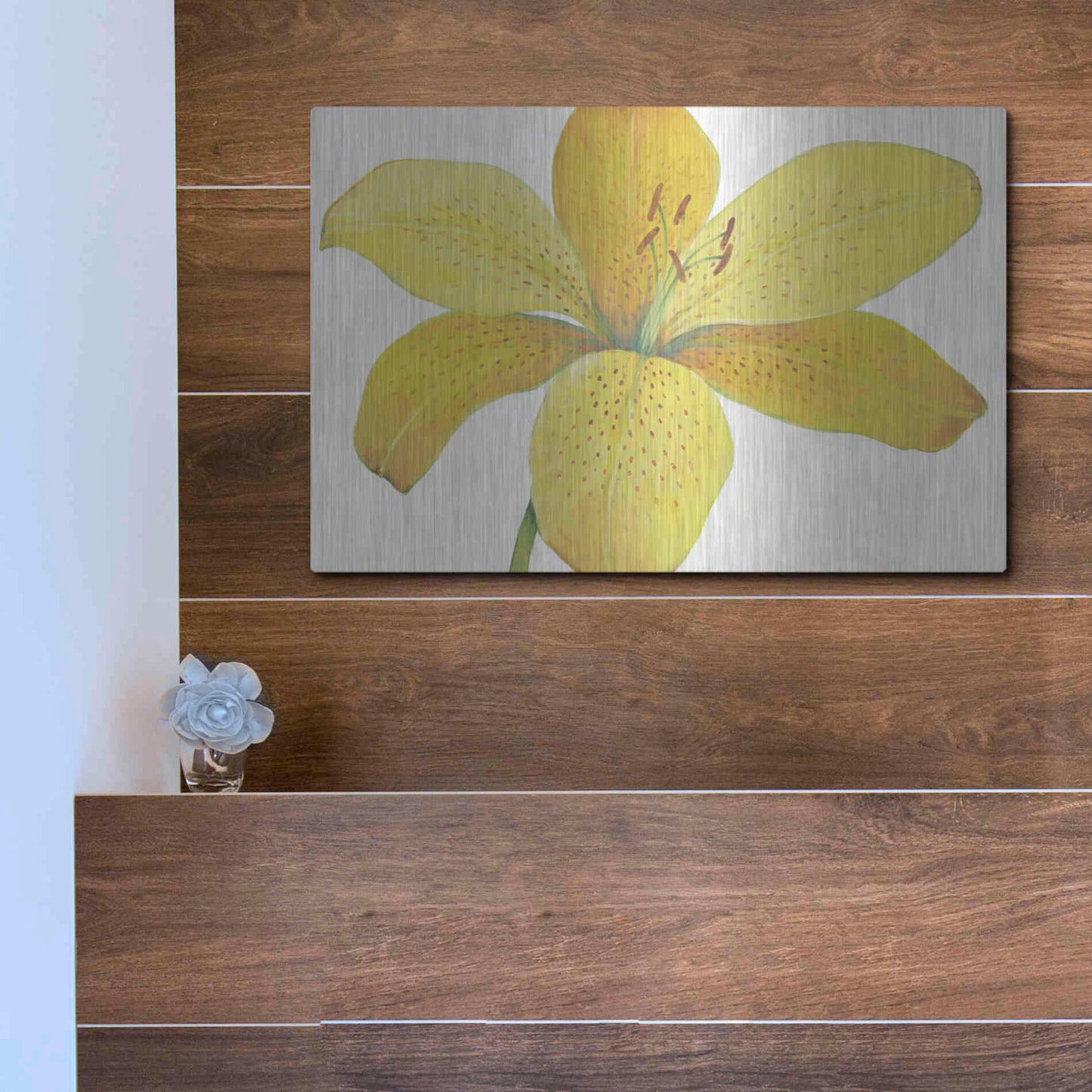 Luxe Metal Art 'Citron Tiger Lily II' by Tim O'Toole, Metal Wall Art,16x12