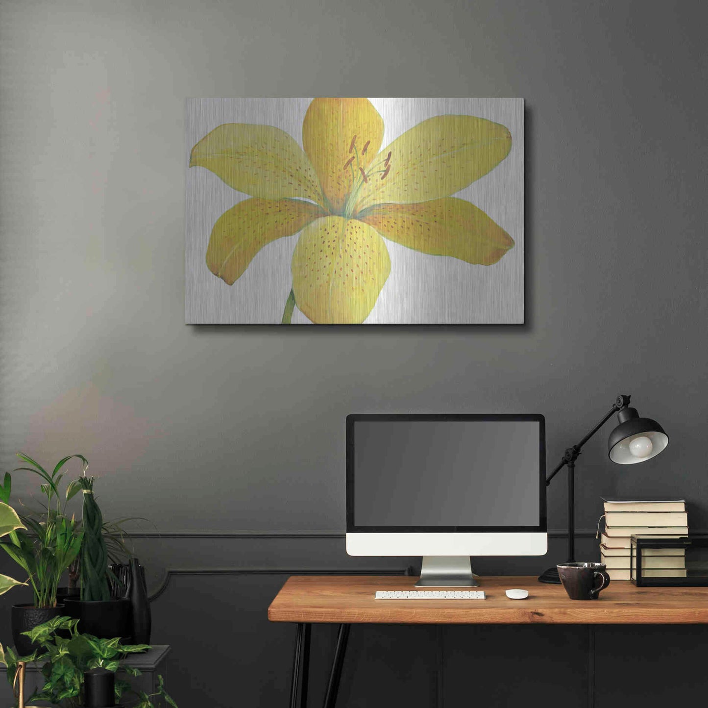 Luxe Metal Art 'Citron Tiger Lily II' by Tim O'Toole, Metal Wall Art,36x24