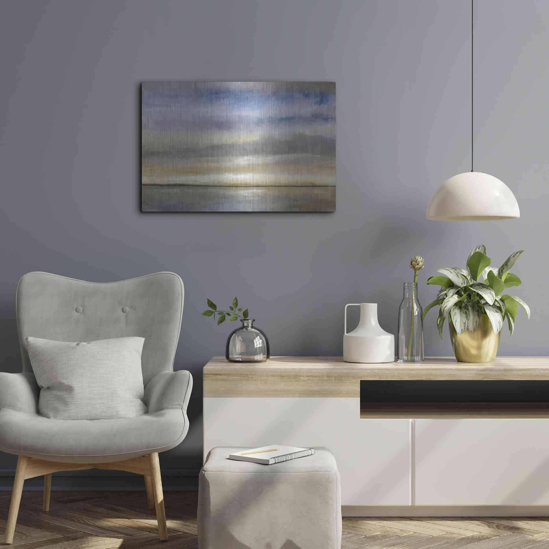 Luxe Metal Art 'Evening Calm I' by Tim O'Toole, Metal Wall Art,24x16