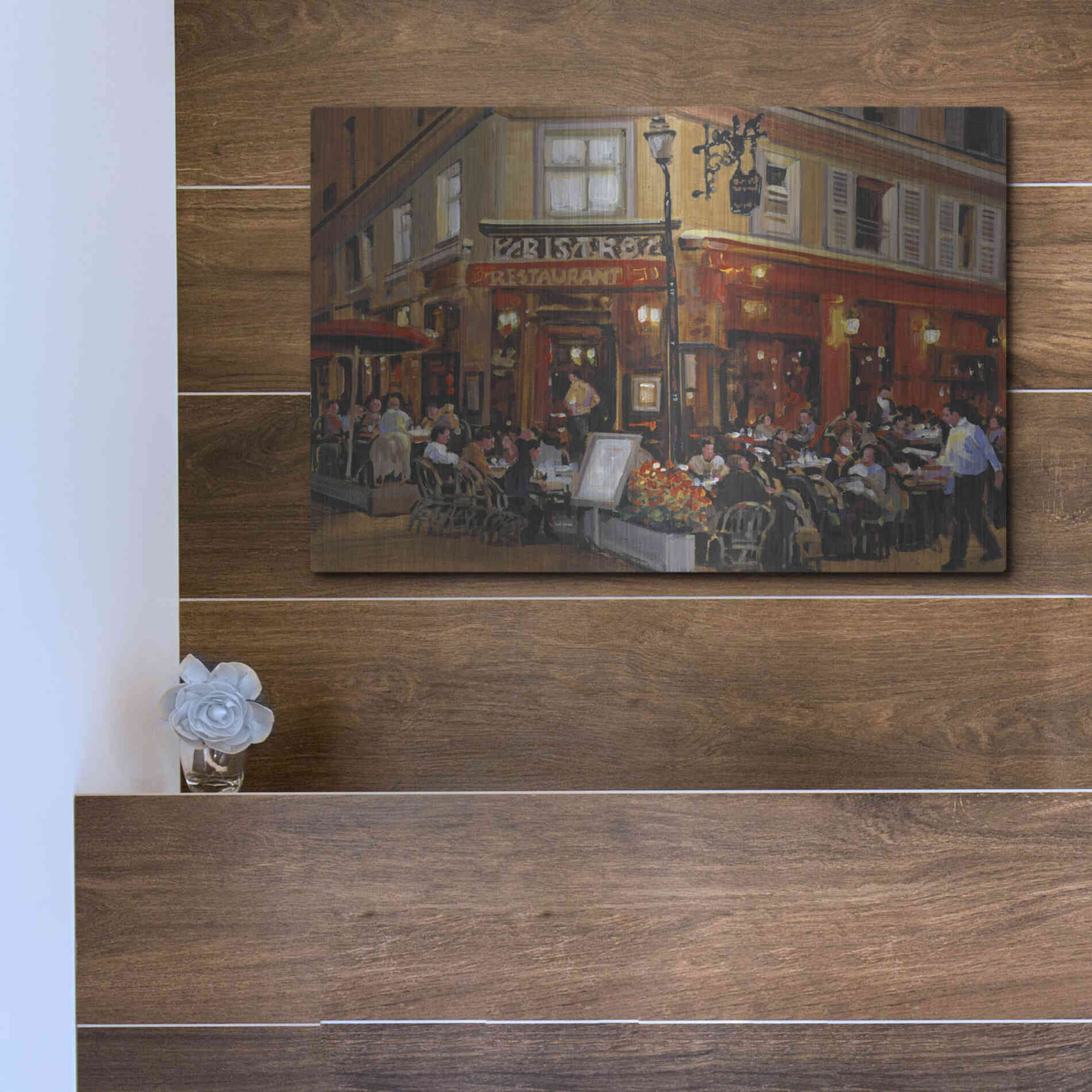 Luxe Metal Art 'Bistro I' by Tim O'Toole, Metal Wall Art,16x12