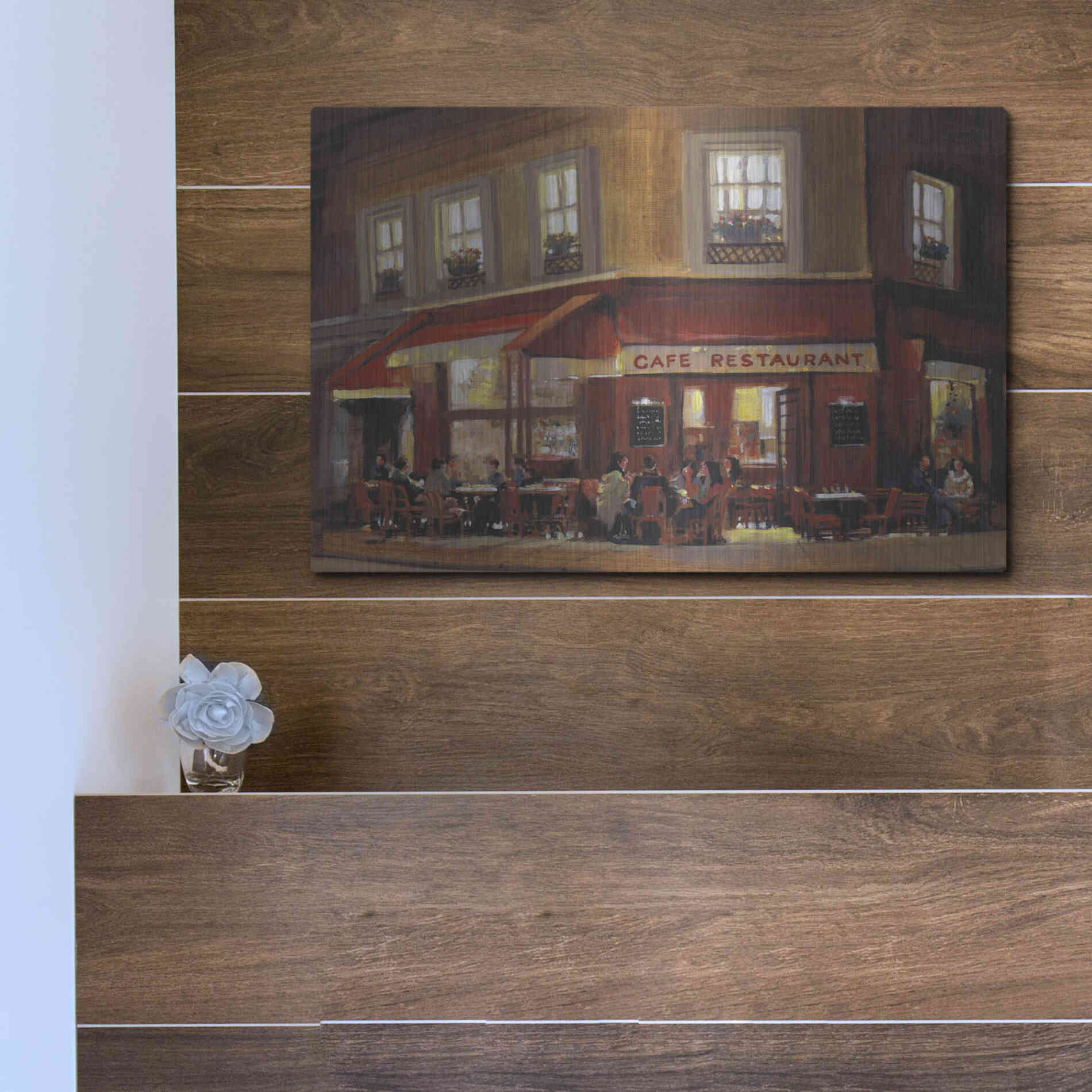 Luxe Metal Art 'Bistro II' by Tim O'Toole, Metal Wall Art,16x12