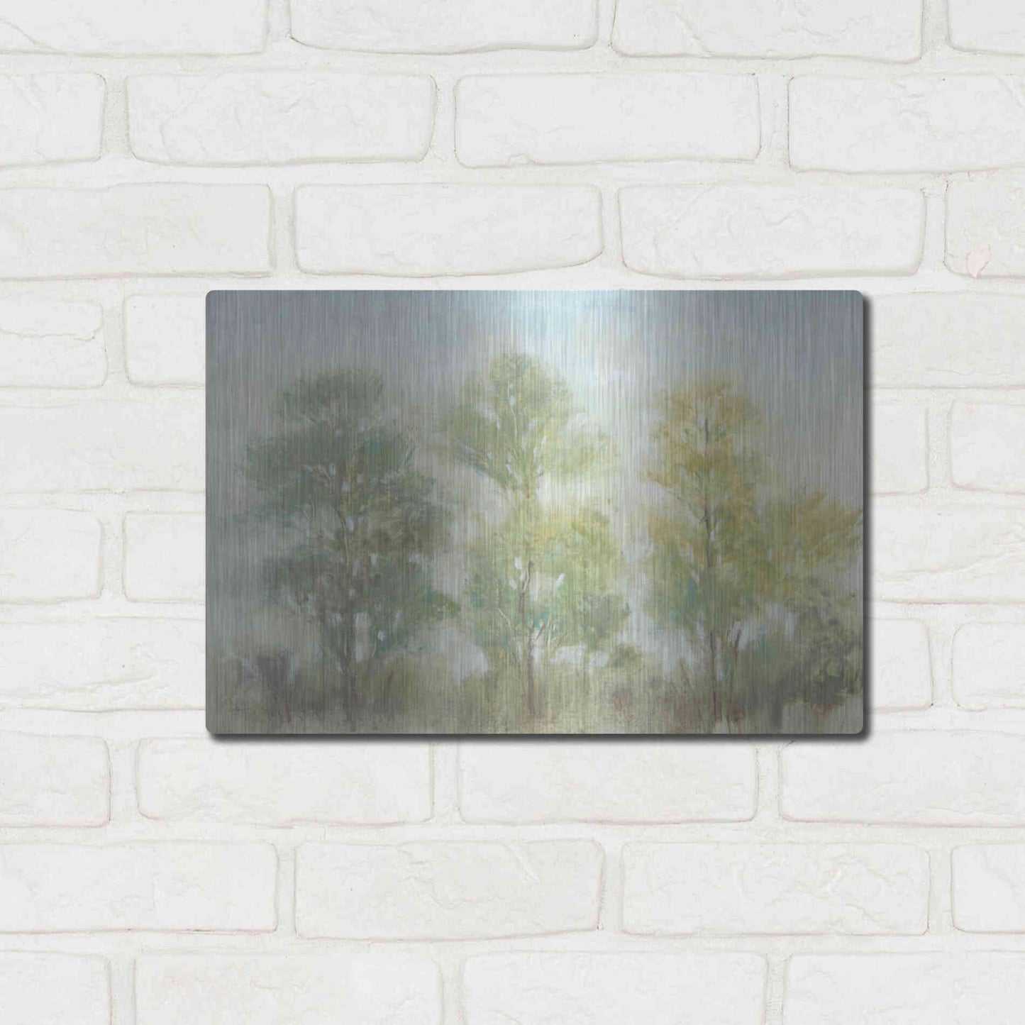 Luxe Metal Art 'Muted Trees II' by Tim O'Toole, Metal Wall Art,16x12