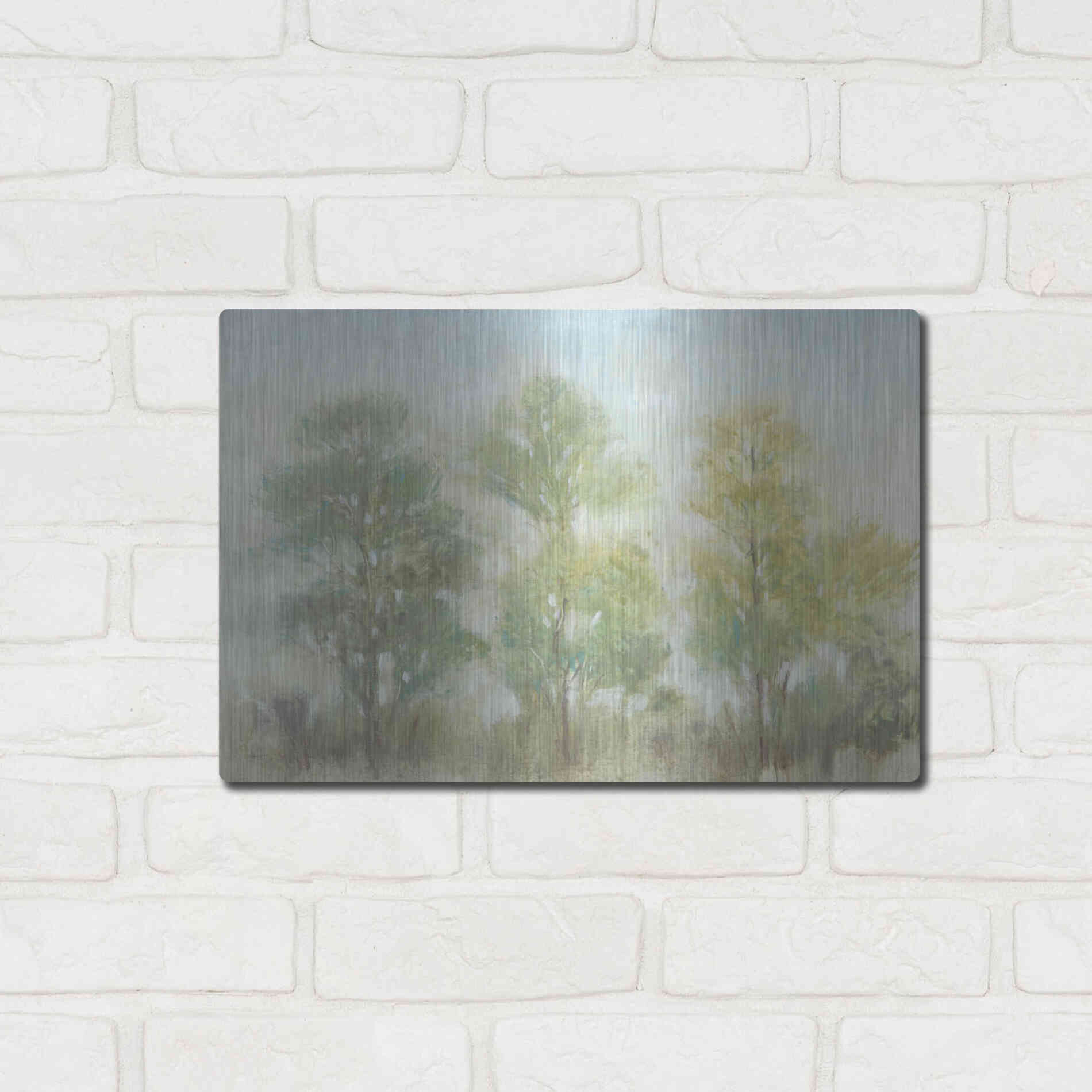 Luxe Metal Art 'Muted Trees II' by Tim O'Toole, Metal Wall Art,16x12