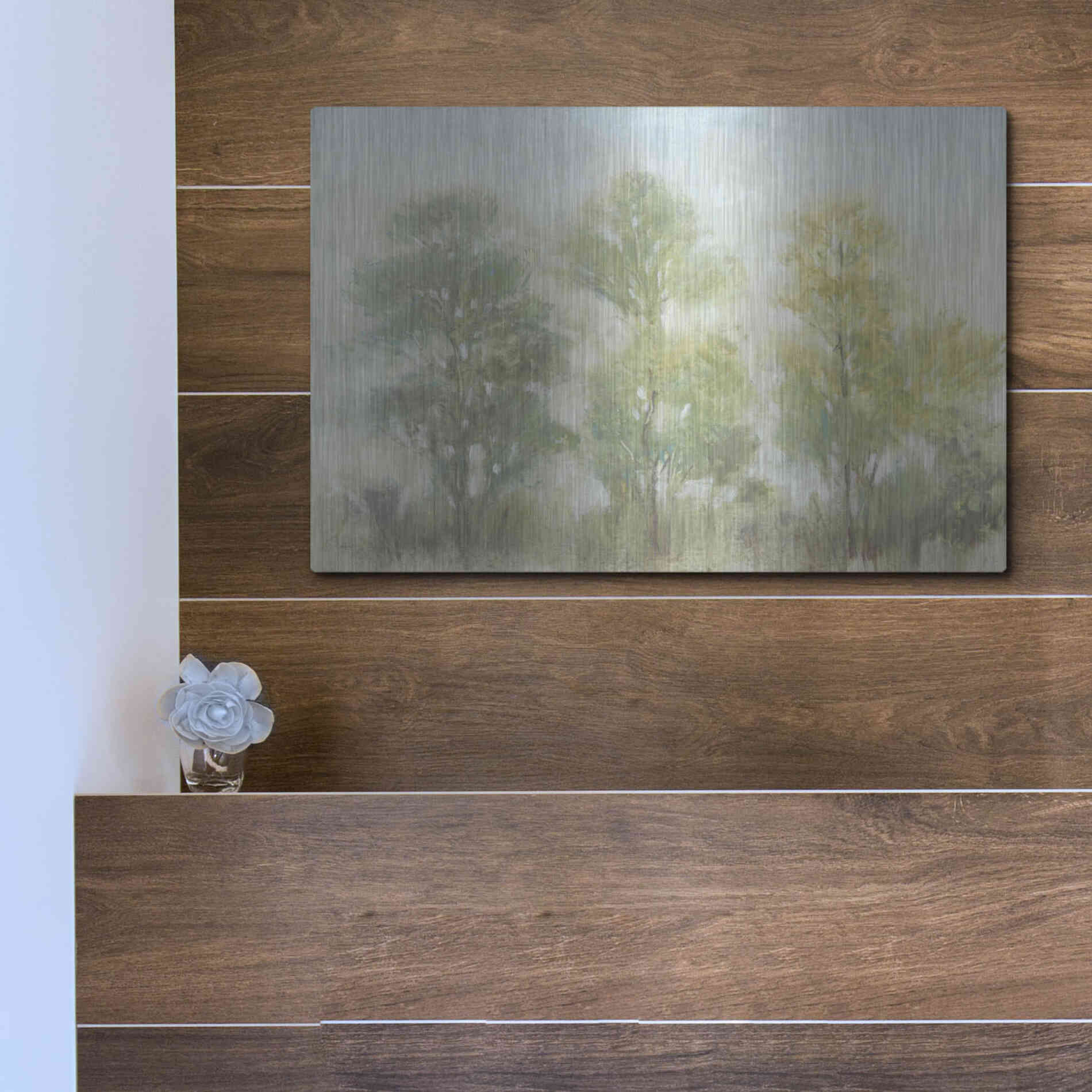 Luxe Metal Art 'Muted Trees II' by Tim O'Toole, Metal Wall Art,16x12