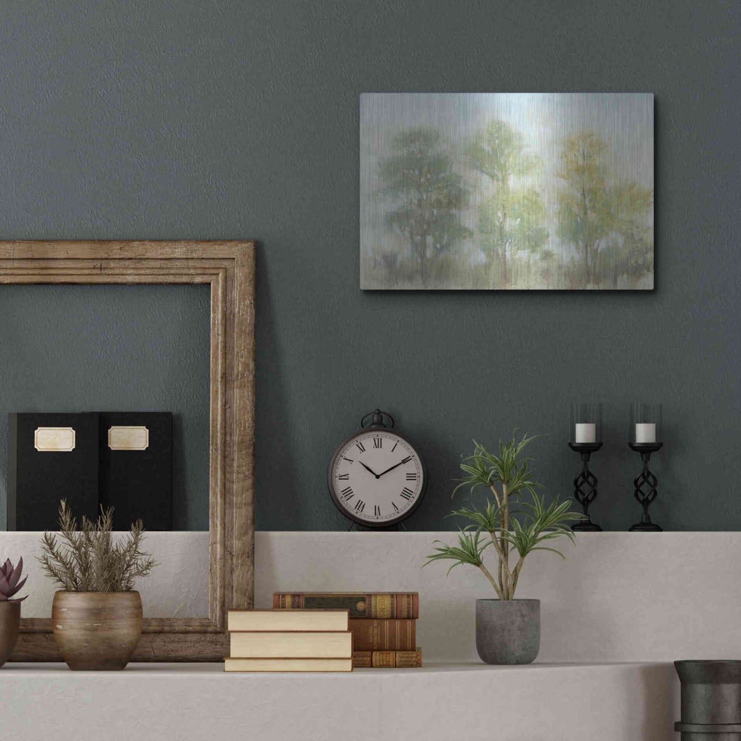 Luxe Metal Art 'Muted Trees II' by Tim O'Toole, Metal Wall Art,16x12