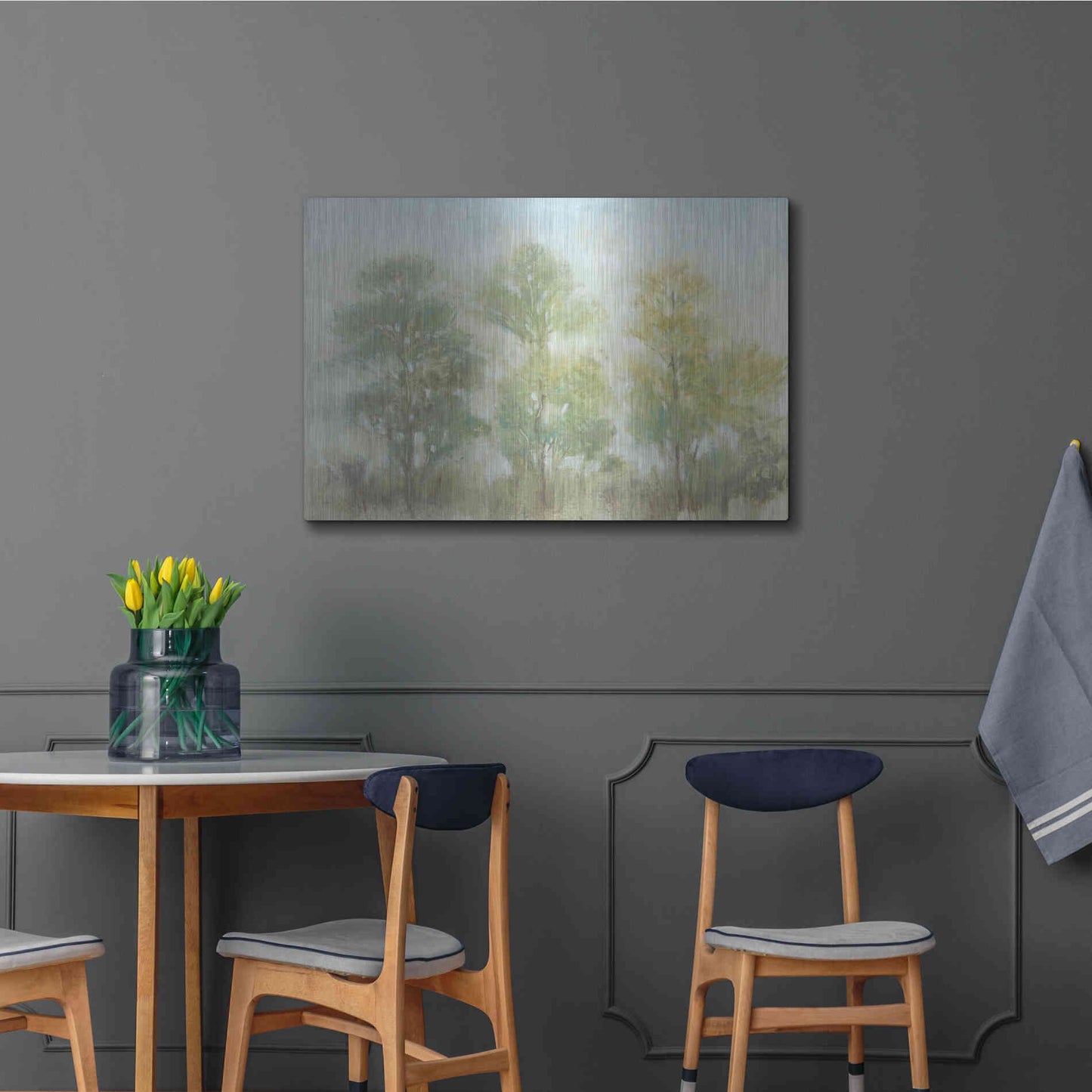 Luxe Metal Art 'Muted Trees II' by Tim O'Toole, Metal Wall Art,36x24