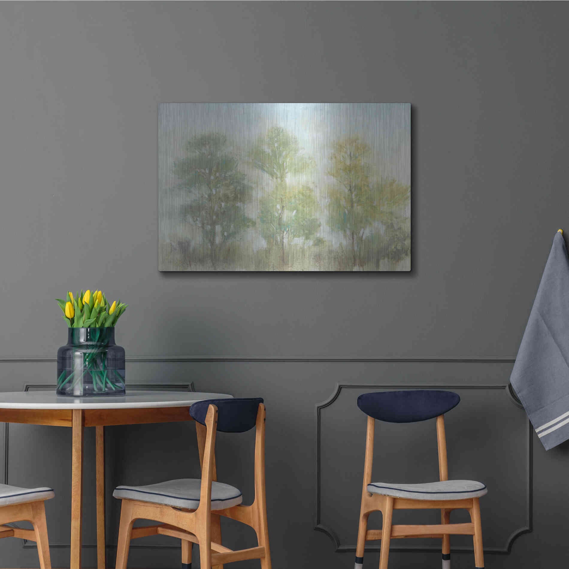 Luxe Metal Art 'Muted Trees II' by Tim O'Toole, Metal Wall Art,36x24