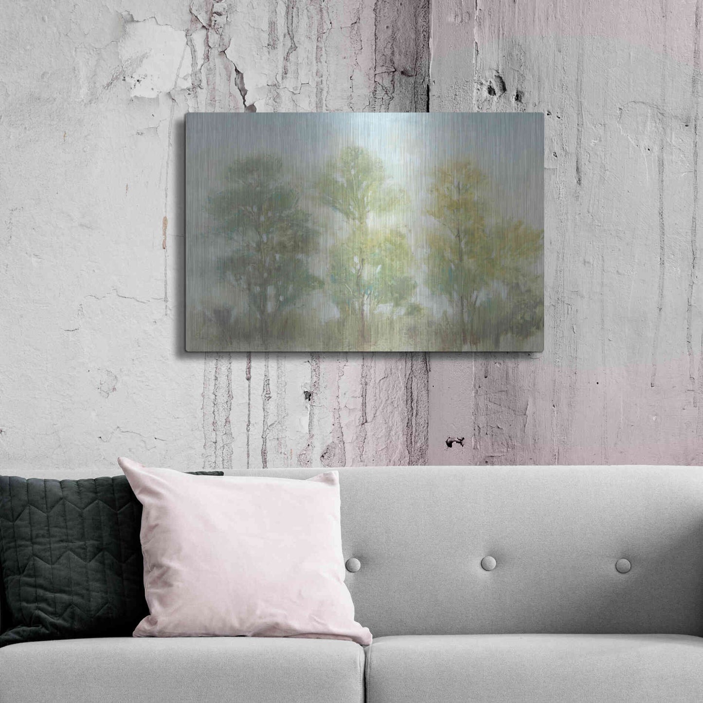 Luxe Metal Art 'Muted Trees II' by Tim O'Toole, Metal Wall Art,36x24