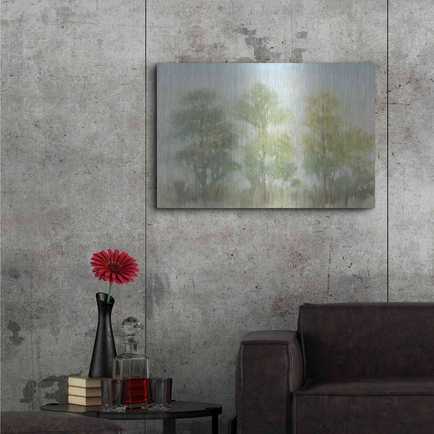 Luxe Metal Art 'Muted Trees II' by Tim O'Toole, Metal Wall Art,36x24