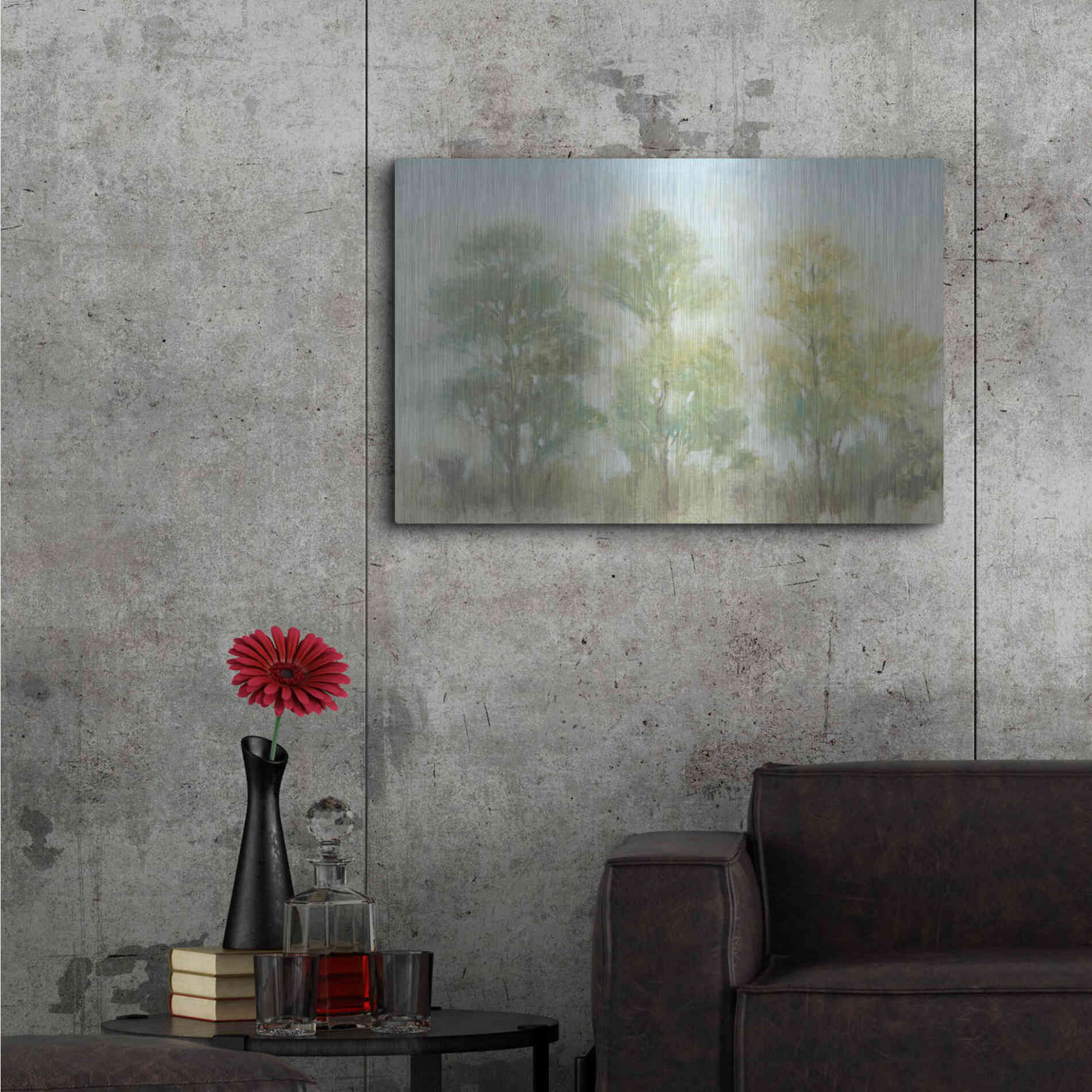 Luxe Metal Art 'Muted Trees II' by Tim O'Toole, Metal Wall Art,36x24