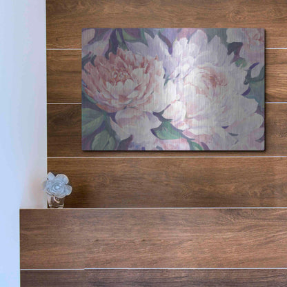 Luxe Metal Art 'Peonies in Bloom I' by Tim O'Toole, Metal Wall Art,16x12