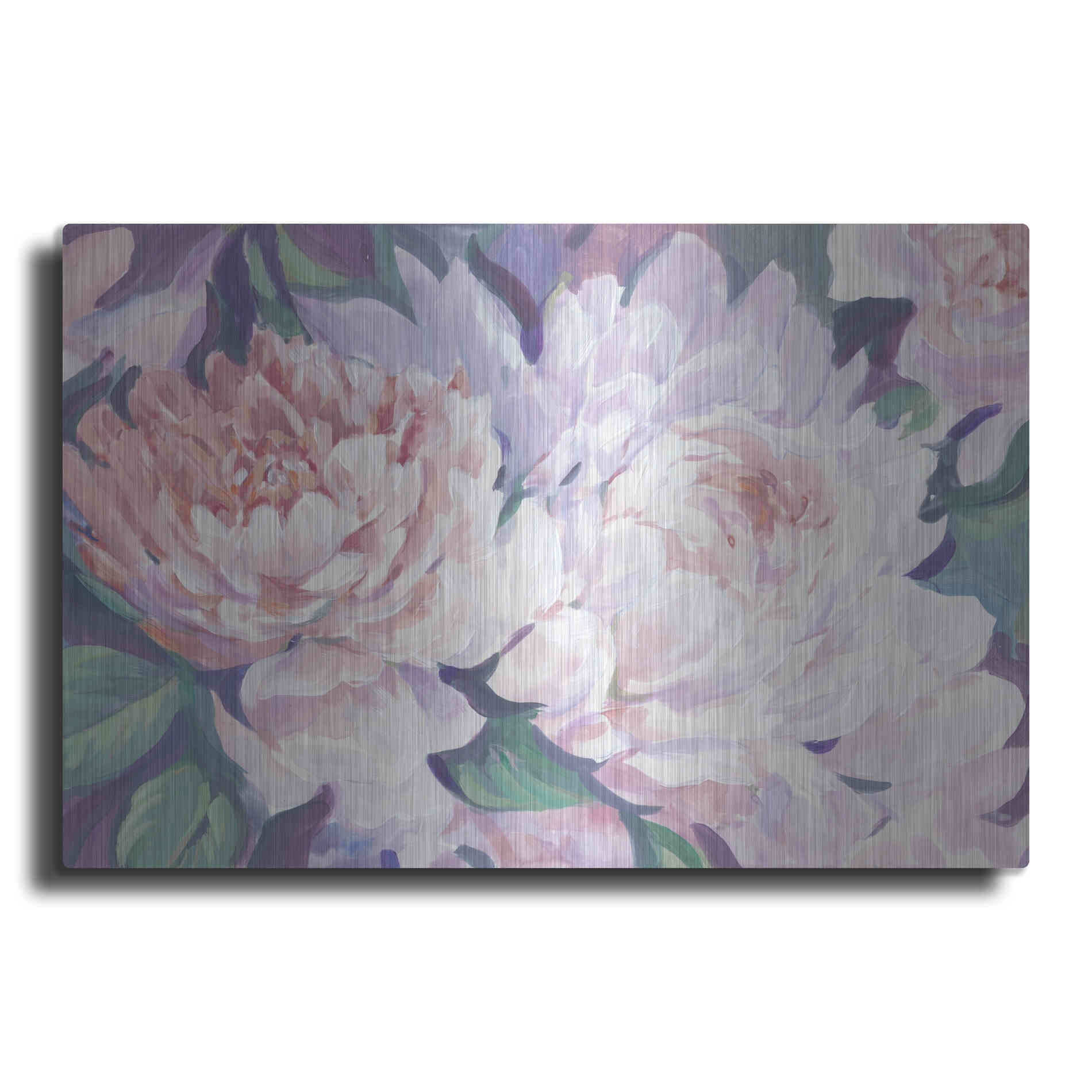 Luxe Metal Art 'Peonies in Bloom I' by Tim O'Toole, Metal Wall Art