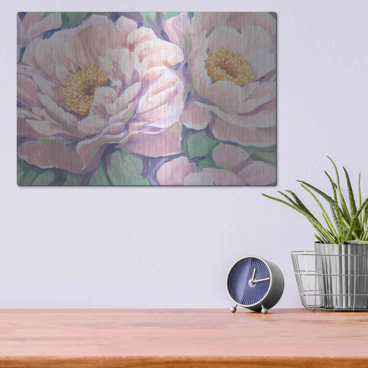 Luxe Metal Art 'Peonies in Bloom II' by Tim O'Toole, Metal Wall Art,16x12