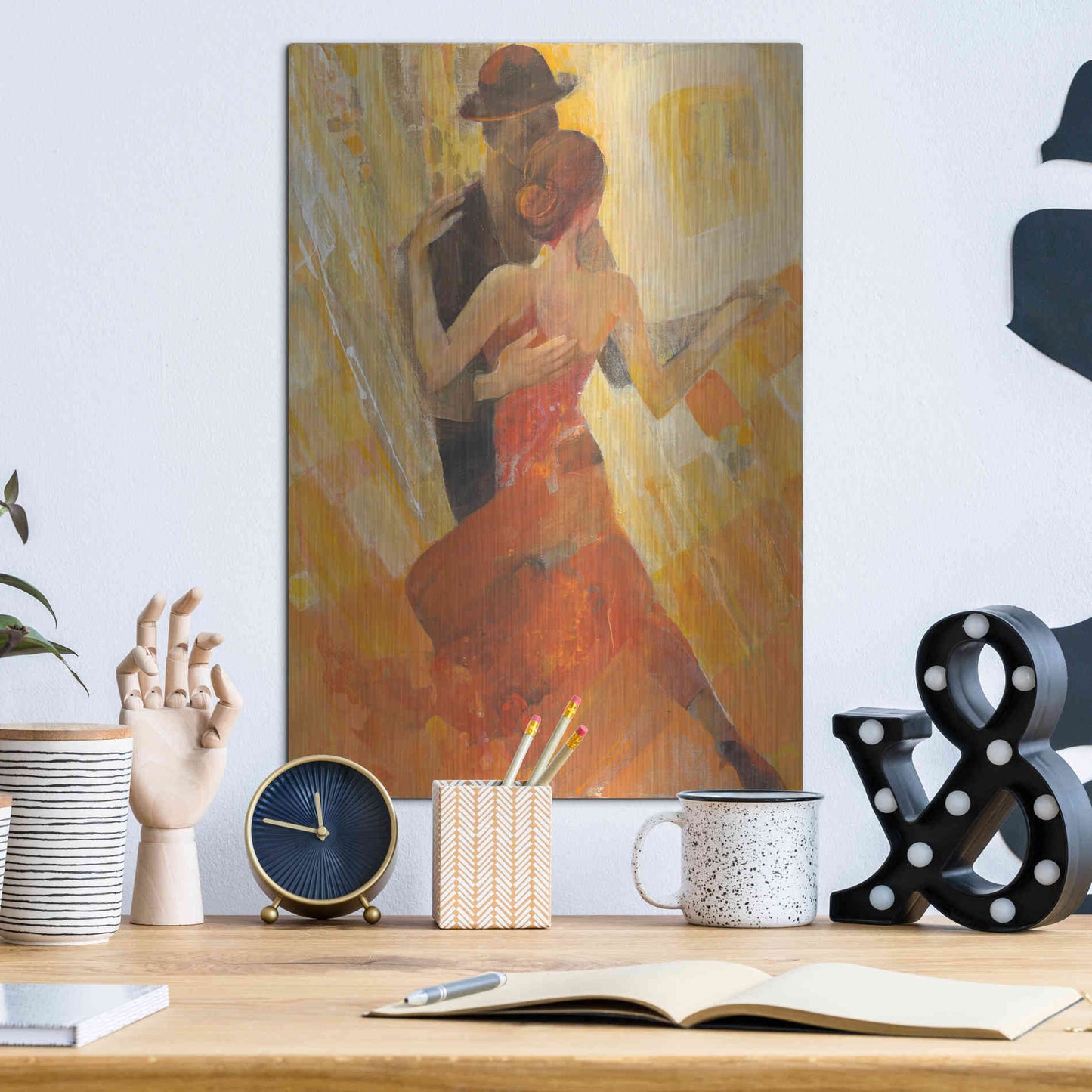 Luxe Metal Art 'Tango' by Albena Hristova, Metal Wall Art,12x16